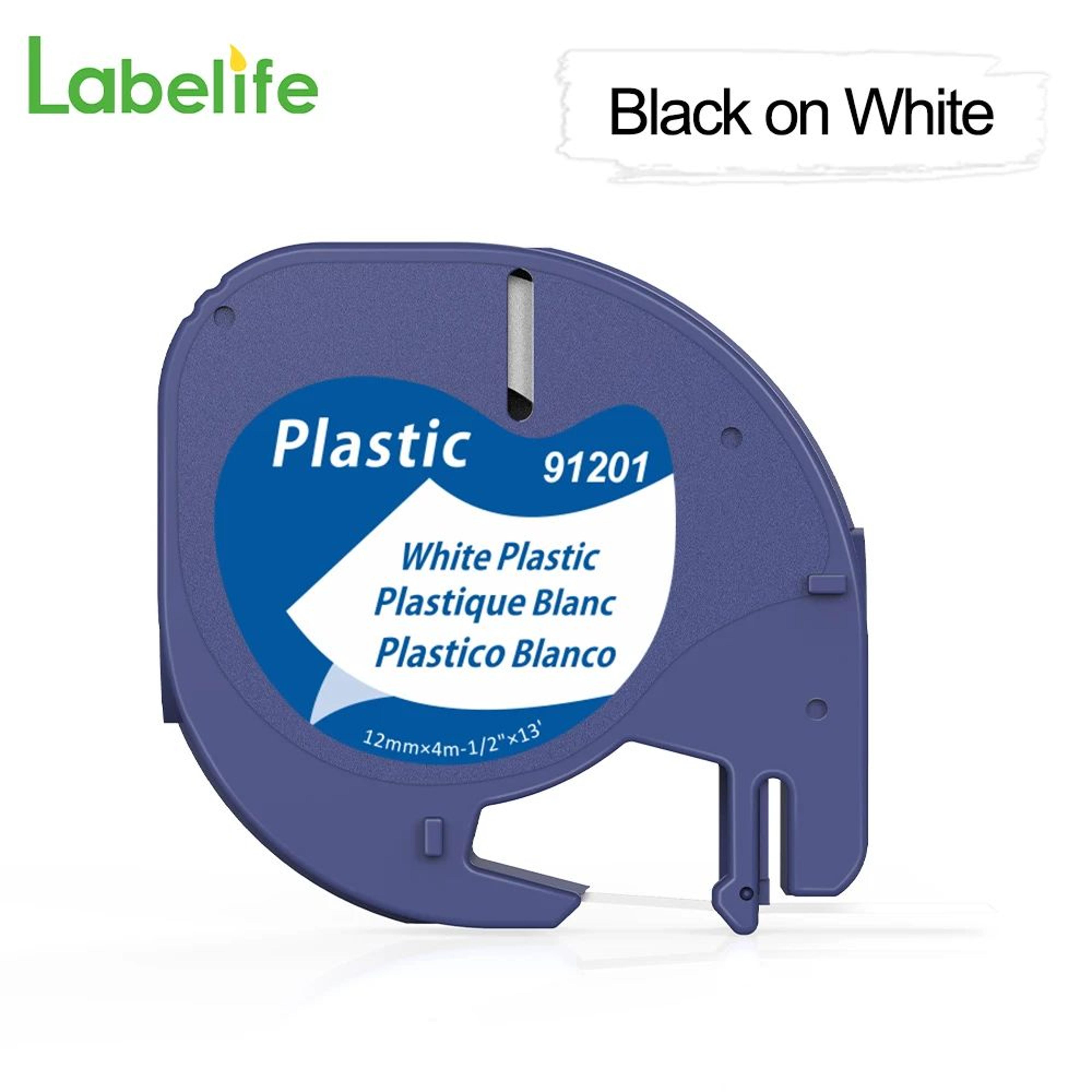 Black On White Plastic Label Tape Refill 12