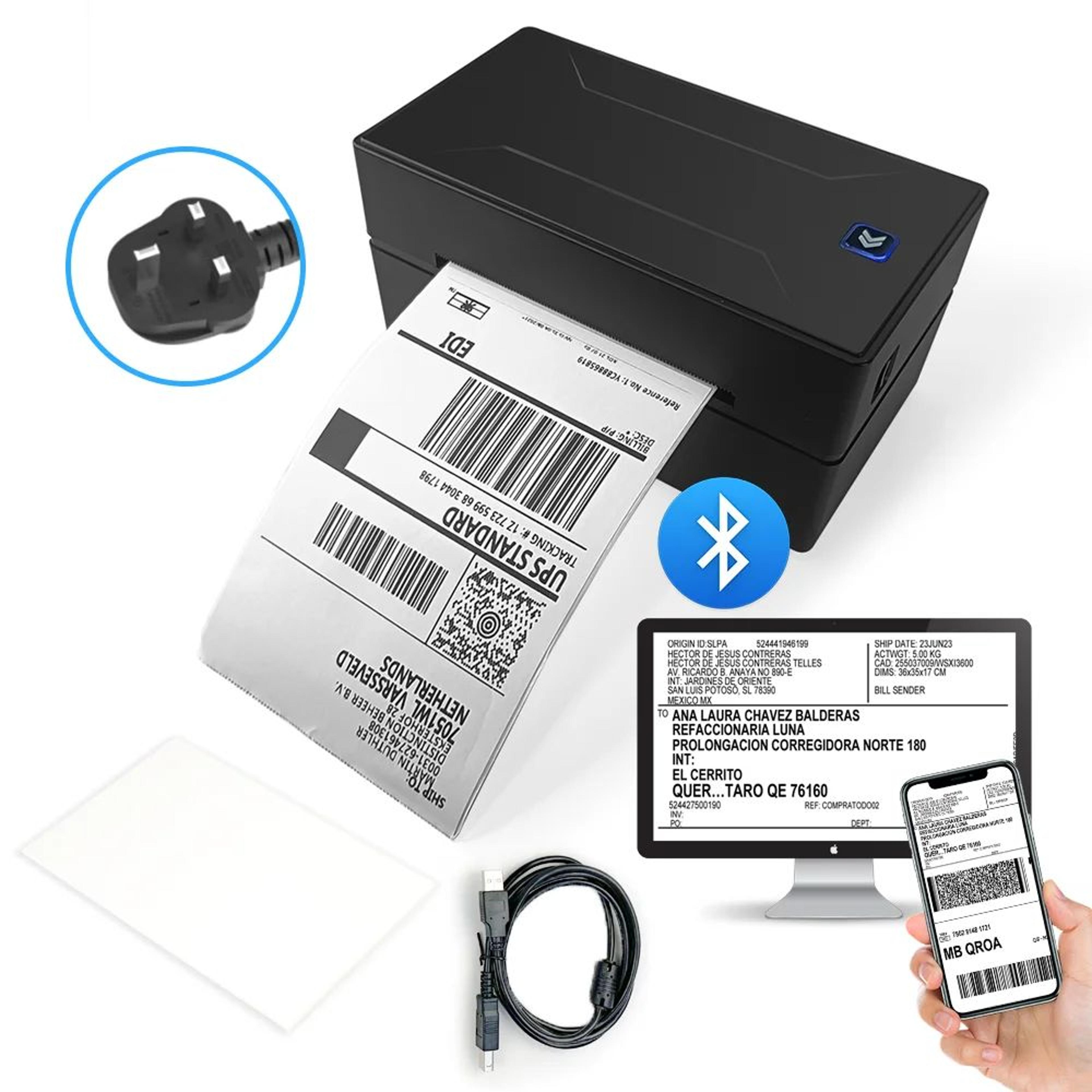 D100 Bluetooth Thermal Shipping Label Printer 4x6 Inch 7