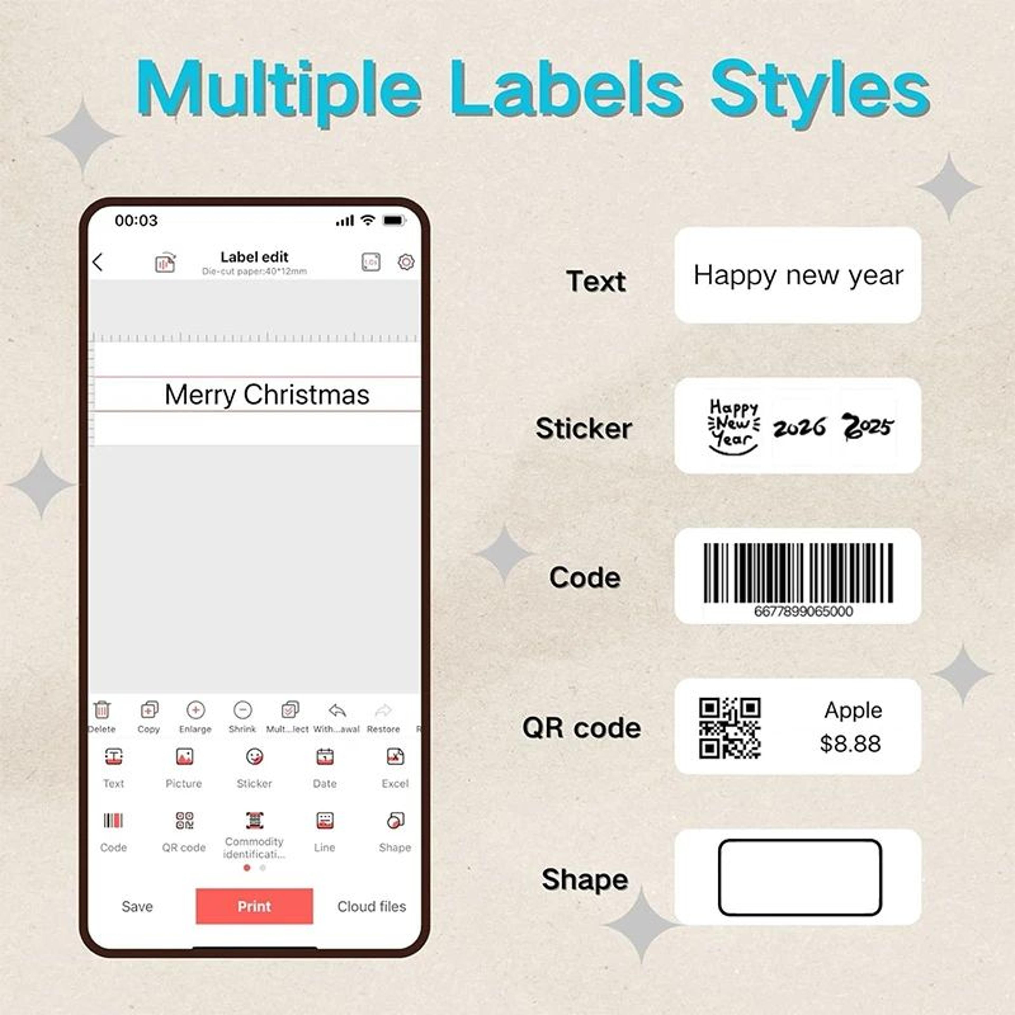 Self Adhesive Thermal Label Sticker Rolls For Mini Label Printers 1