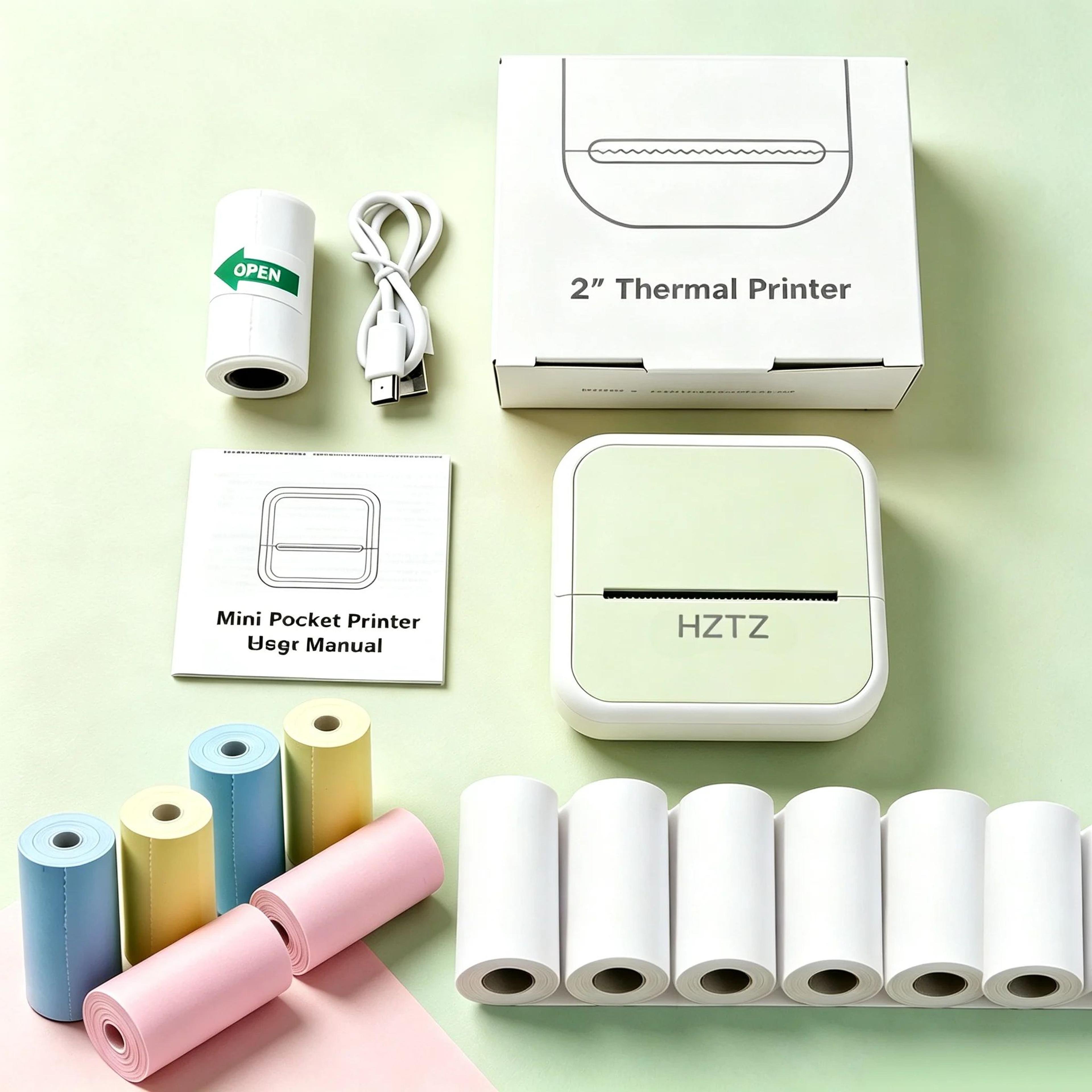 Mini Wireless Photo Printer With 12 Paper Rolls 7
