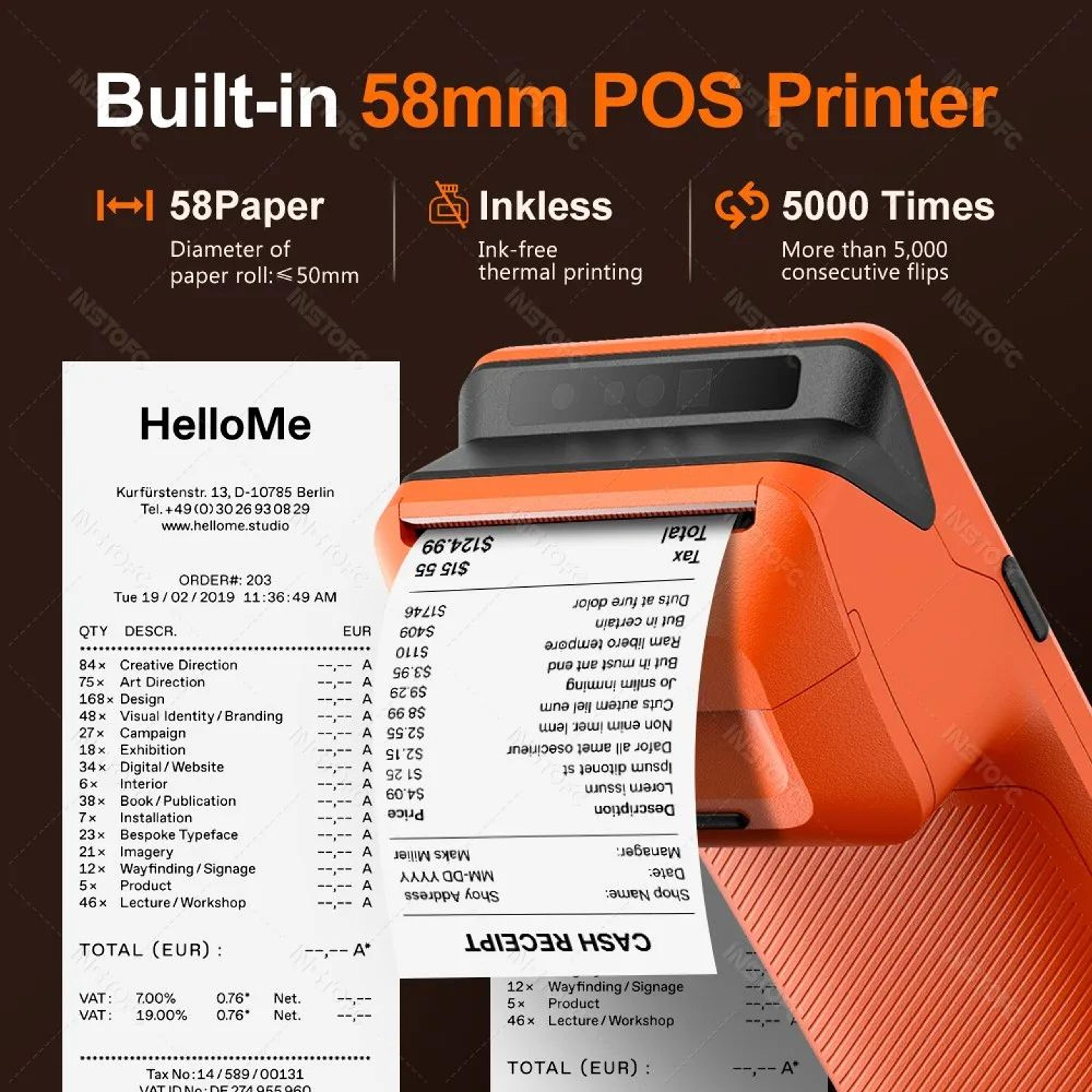 Android 14 Handheld POS Terminal With Receipt Printer 2