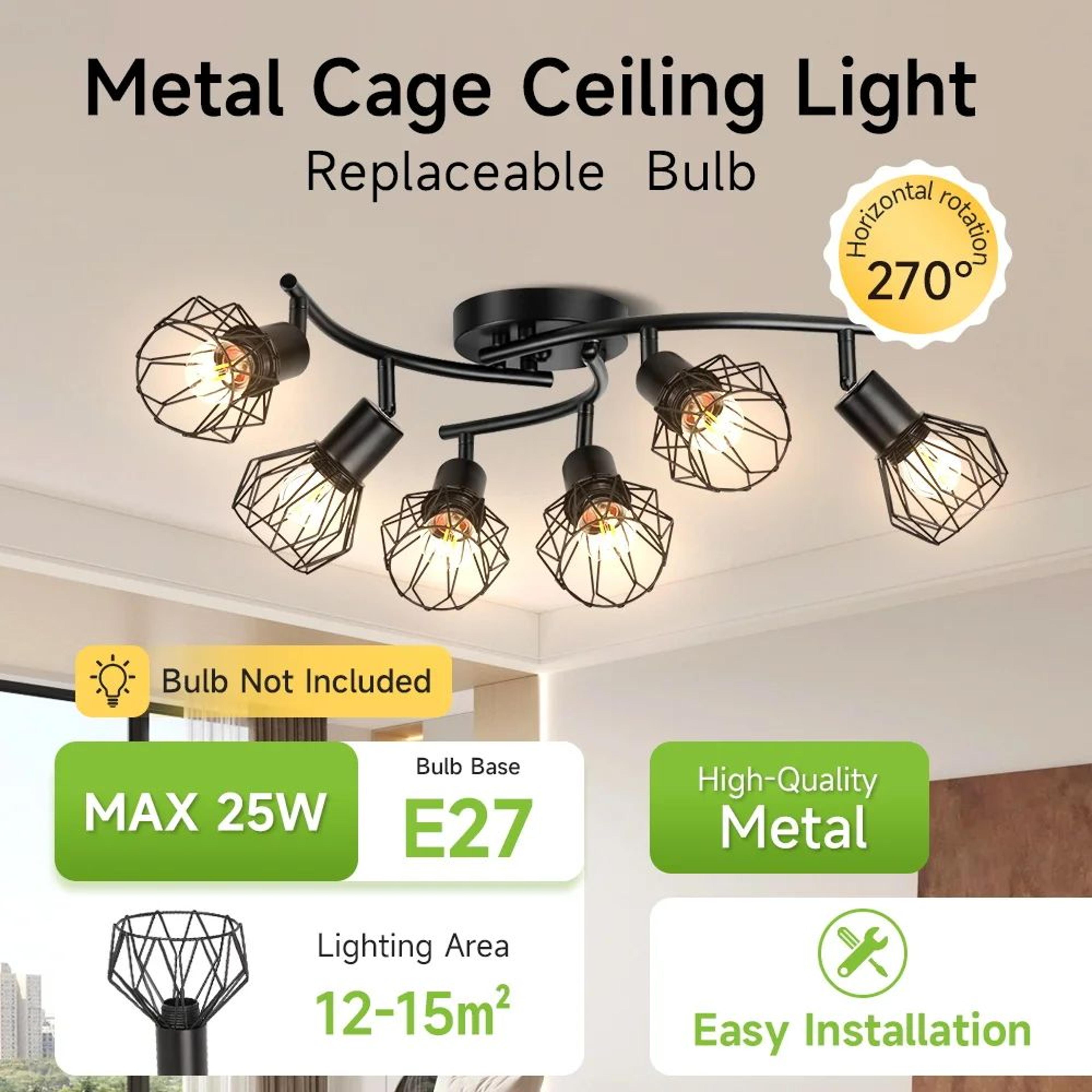 Vintage Metal Cage Ceiling Chandelier 2