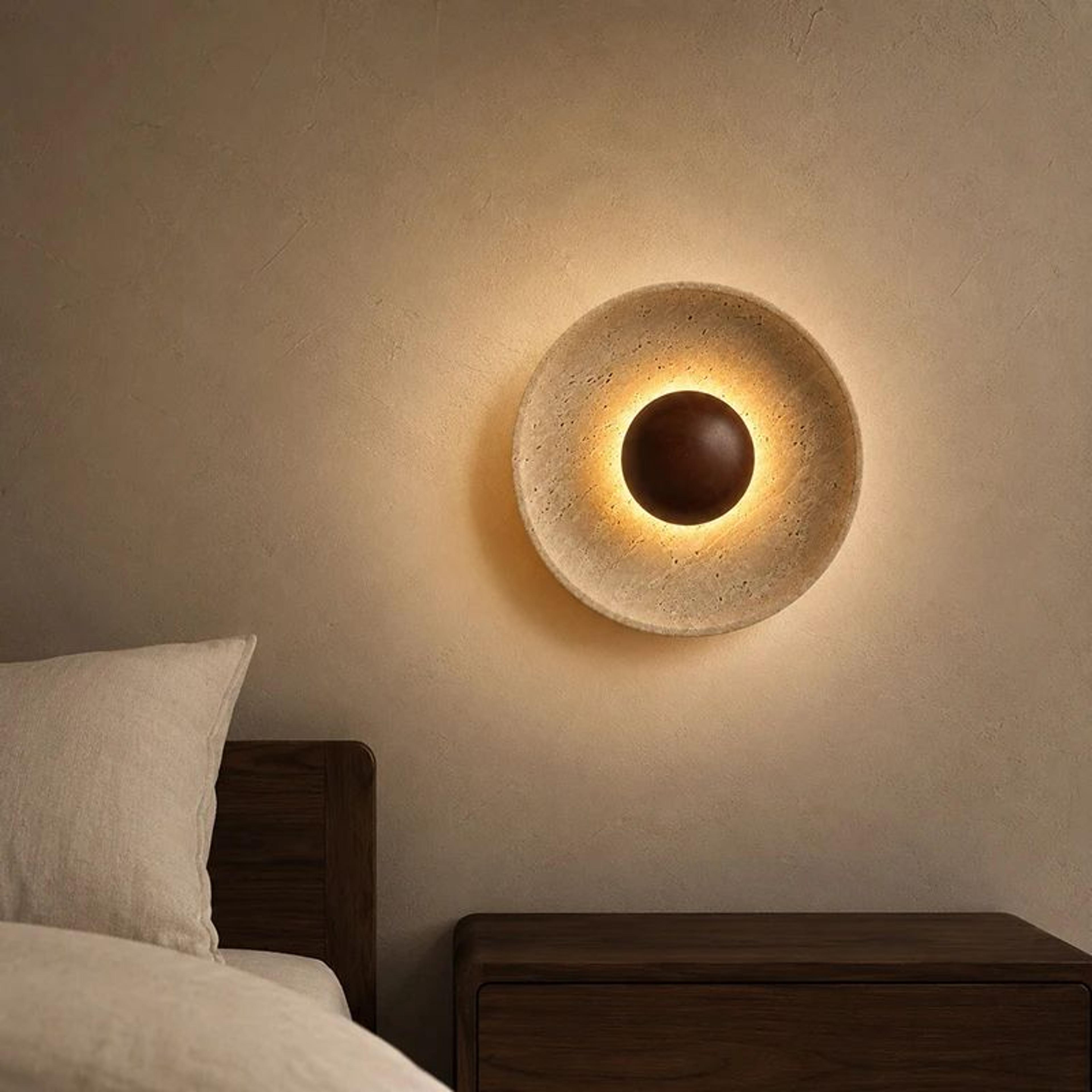 natural travertine stone led wall lamp
