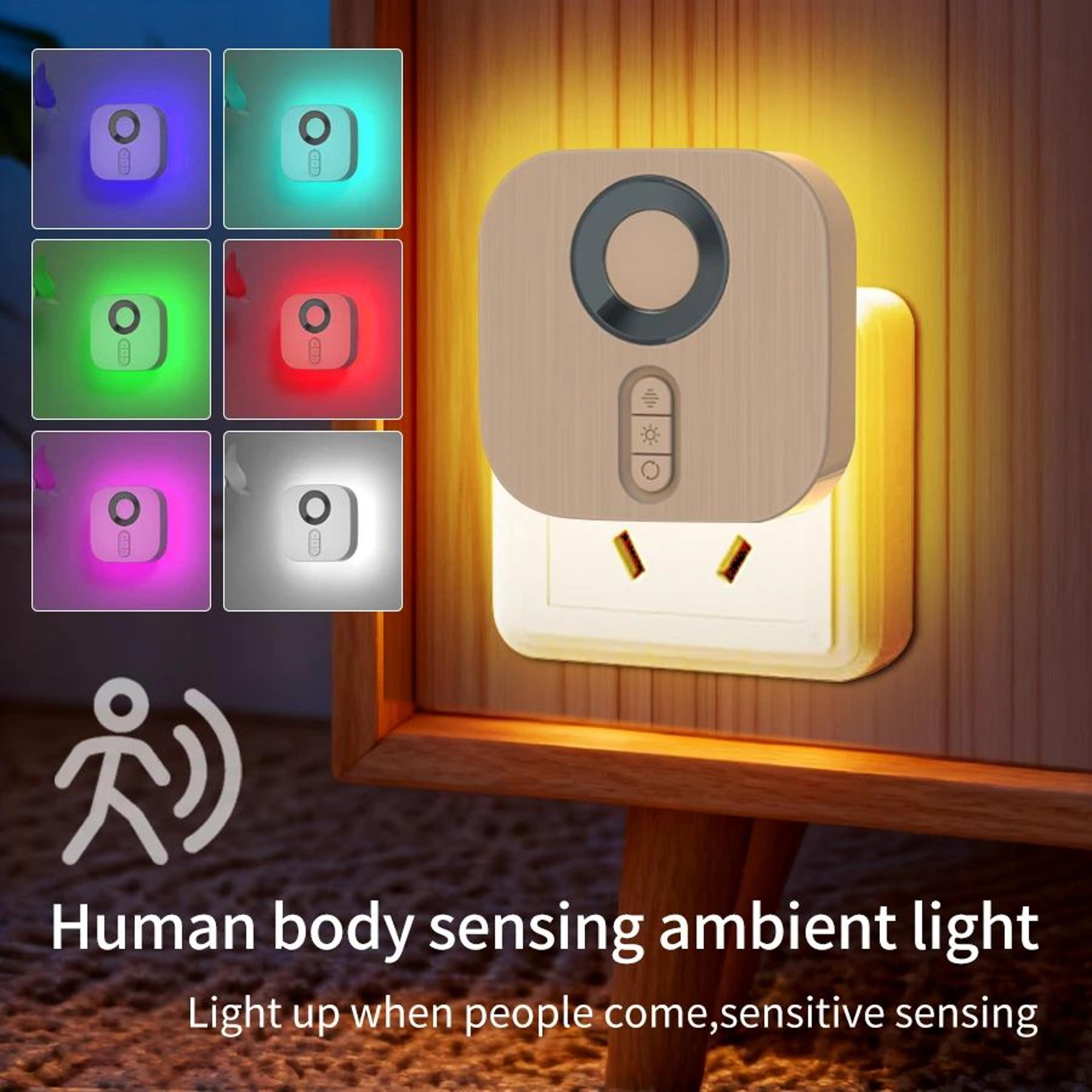 rgb motion sensor led plug in night light