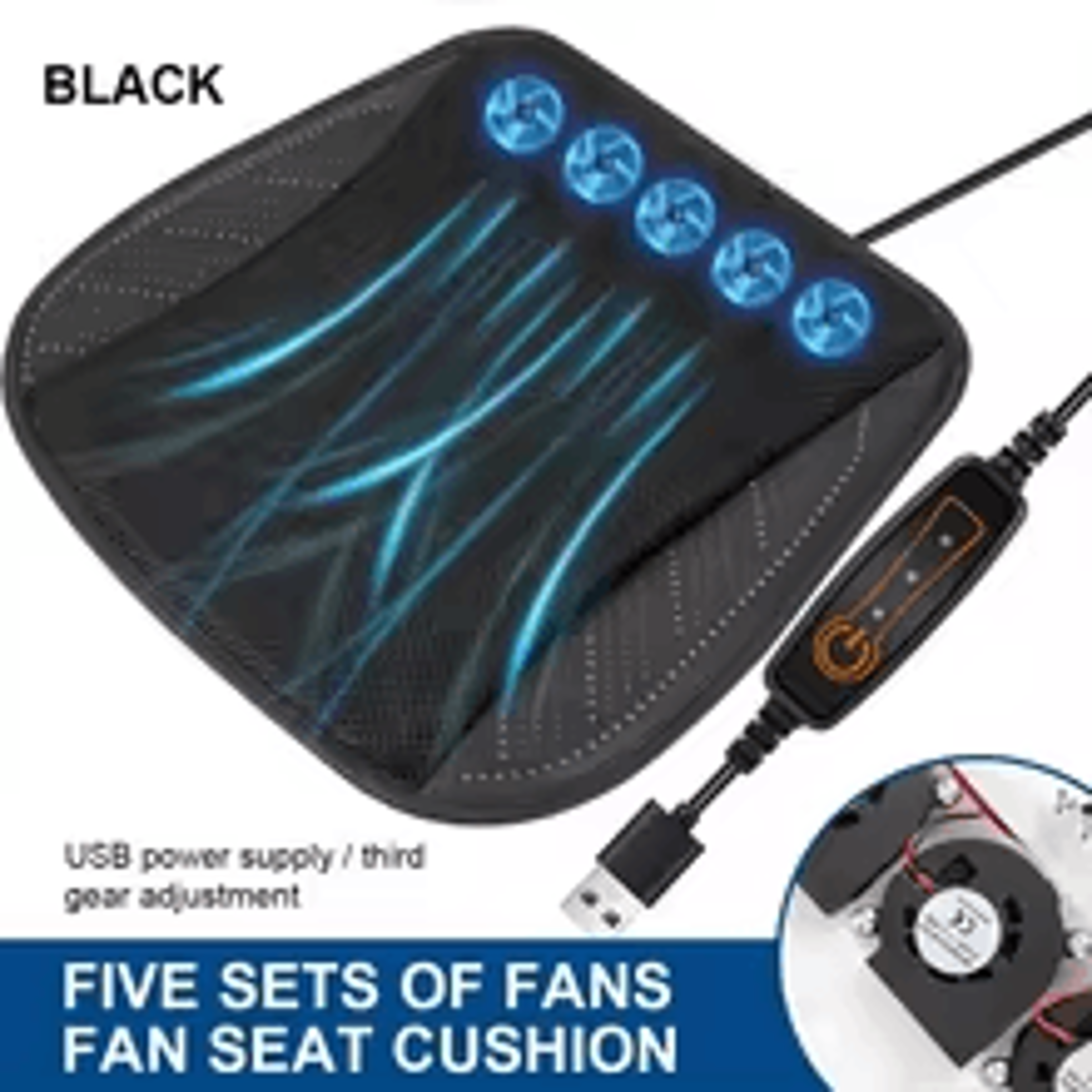 Universal USBPowered Car Seat Cooling Cushion Ventilated Summer Seat Pad With Fast Blowing Fans 5