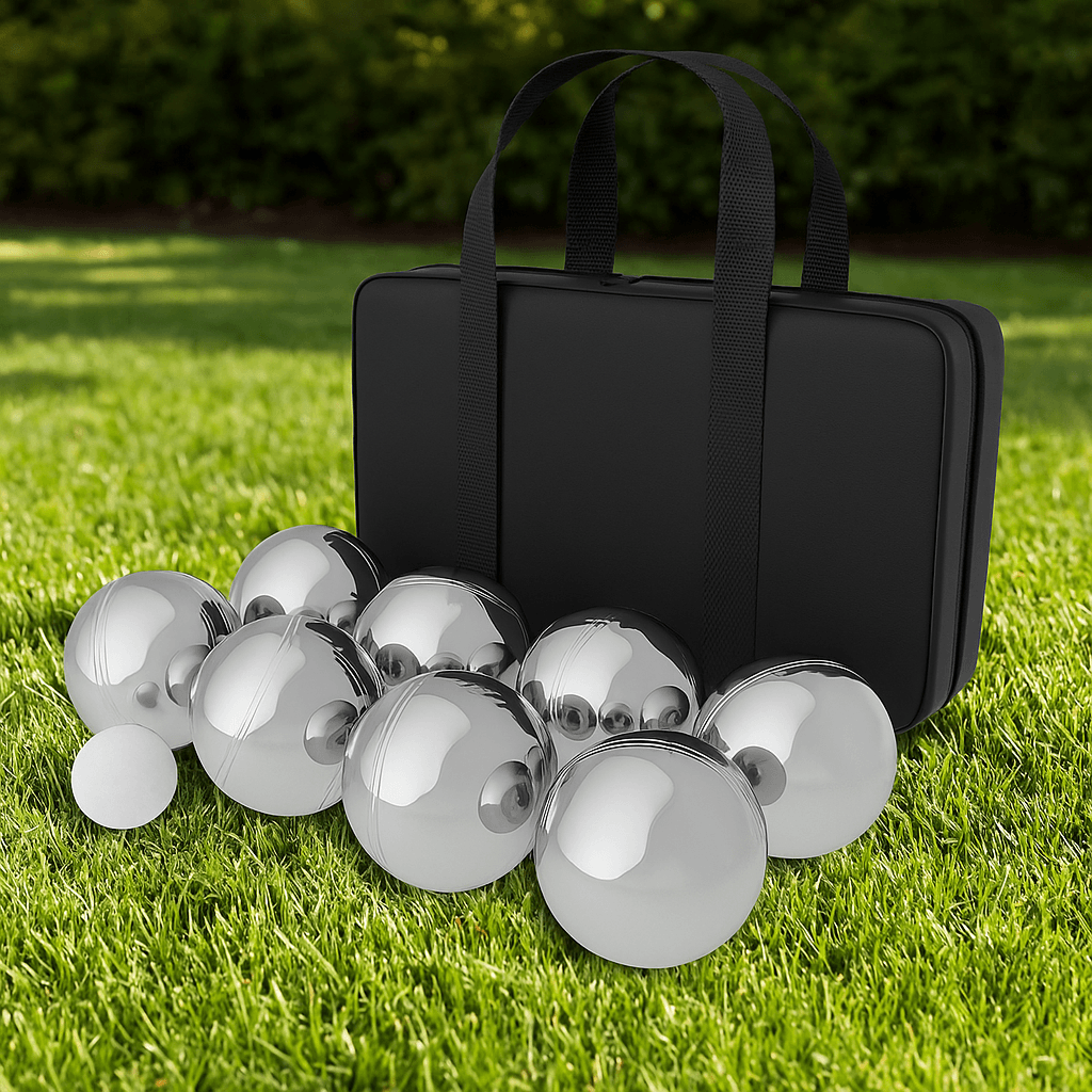 Petanque Boules Set  8 Steel Tossing Balls With Carrying Case For Backyard Bocce Games 0