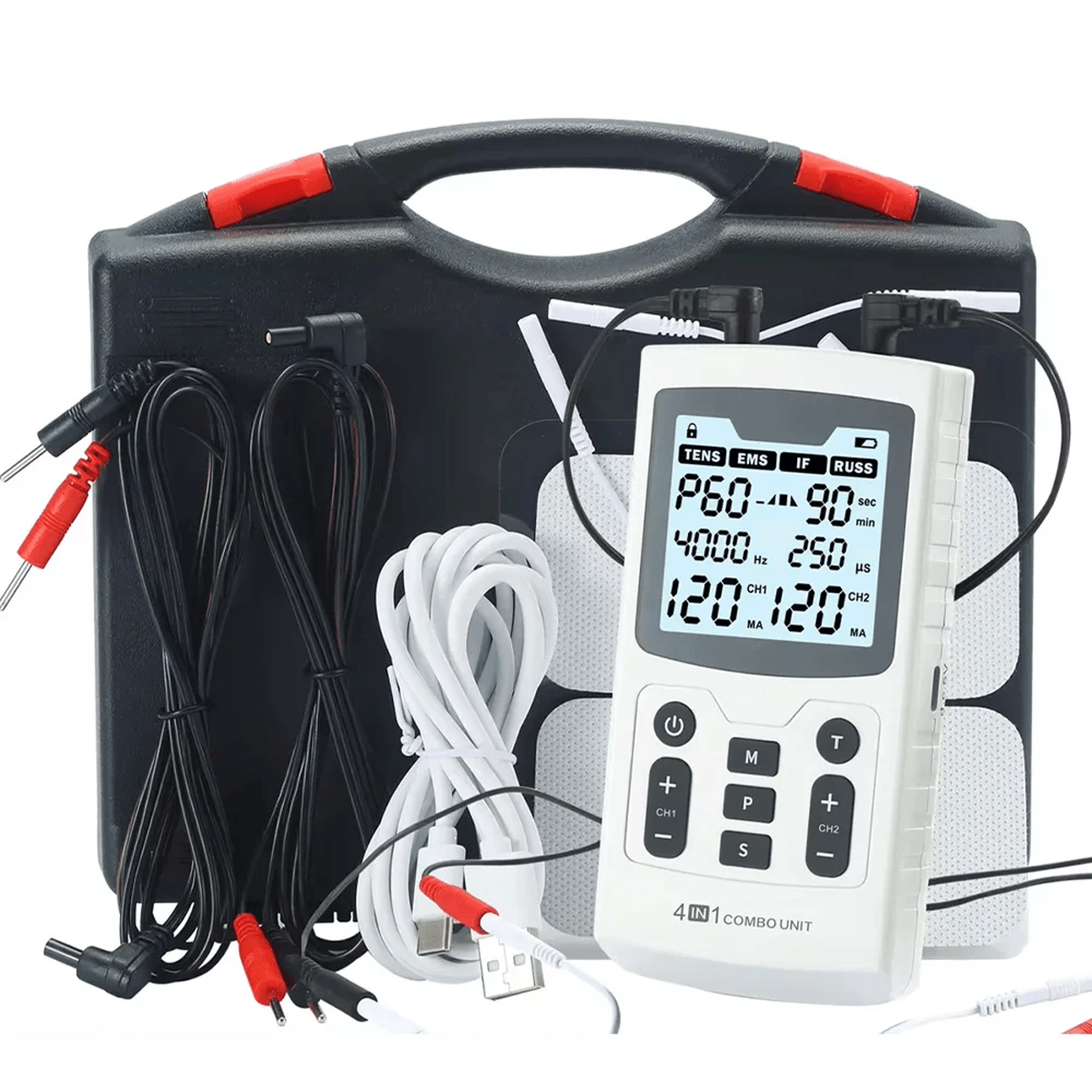 4 In 1 Electric Muscle Stimulator With EMS TENS IFT And RUSS Modes For Pain Relief And Recovery 0