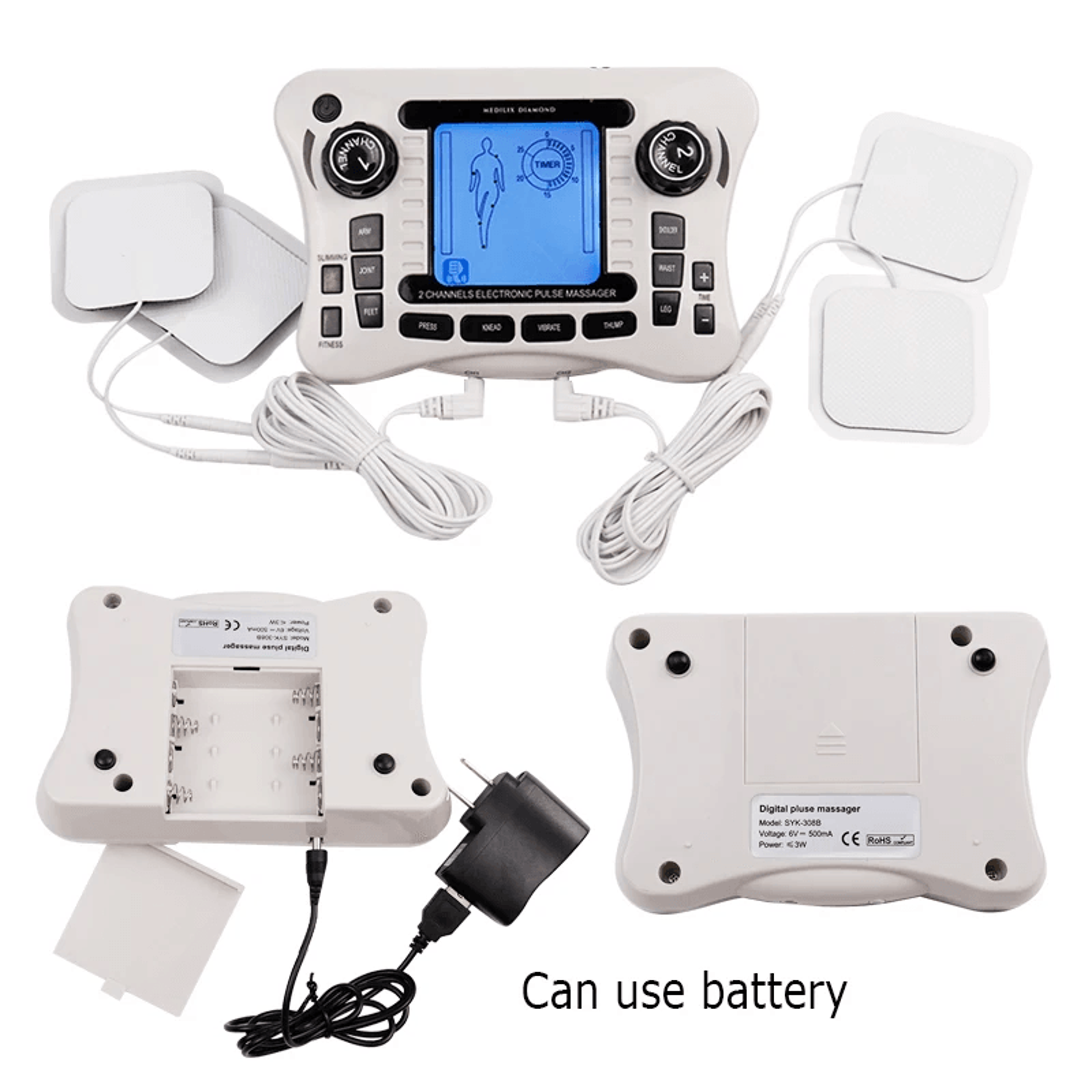 Rechargeable TENS EMS Massager  FullBody Pain Relief  Muscle Stimulator 0