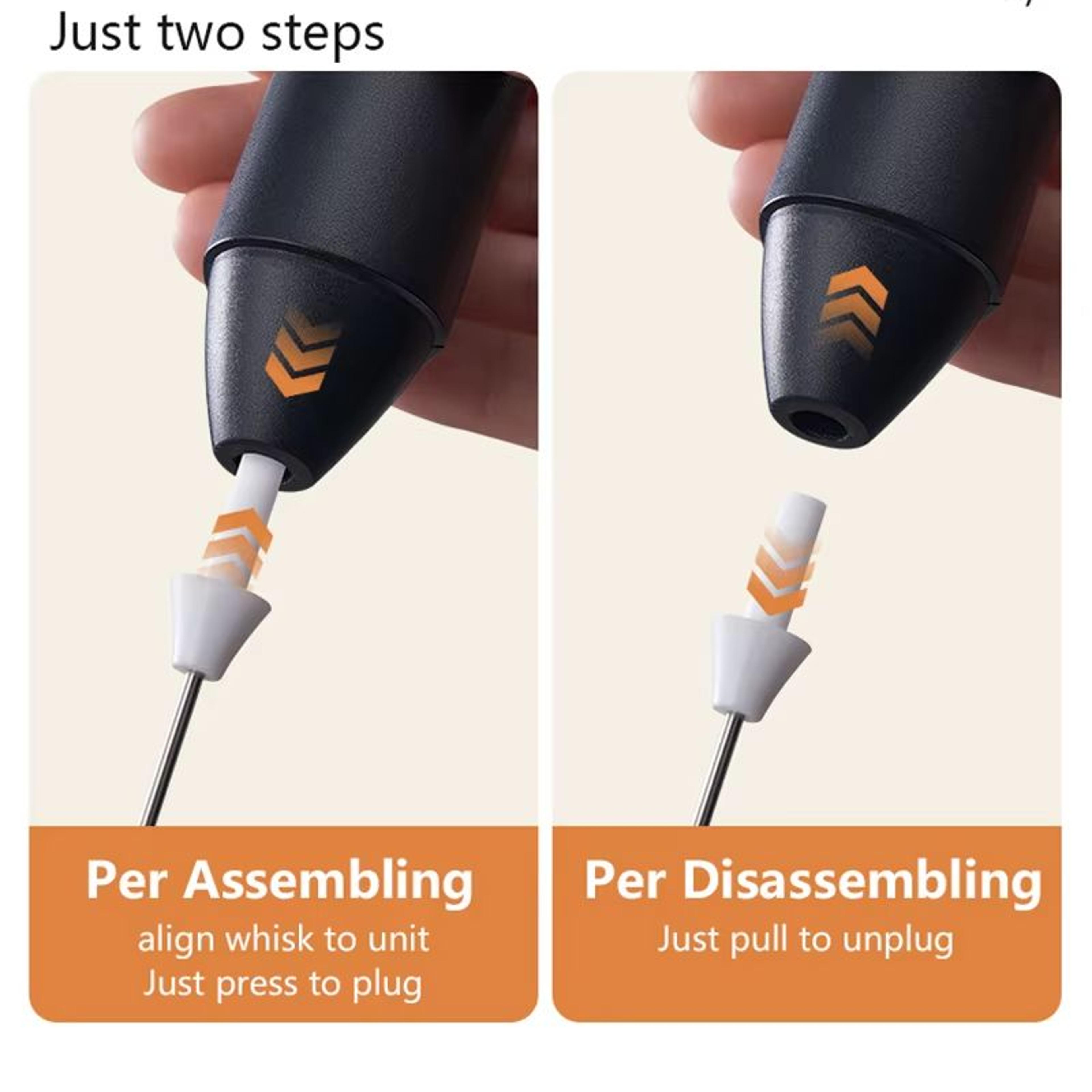 USB Rechargeable Handheld Milk Frother  Mini Milk Frother Wand With 3 Speeds Portable USB Rechargea