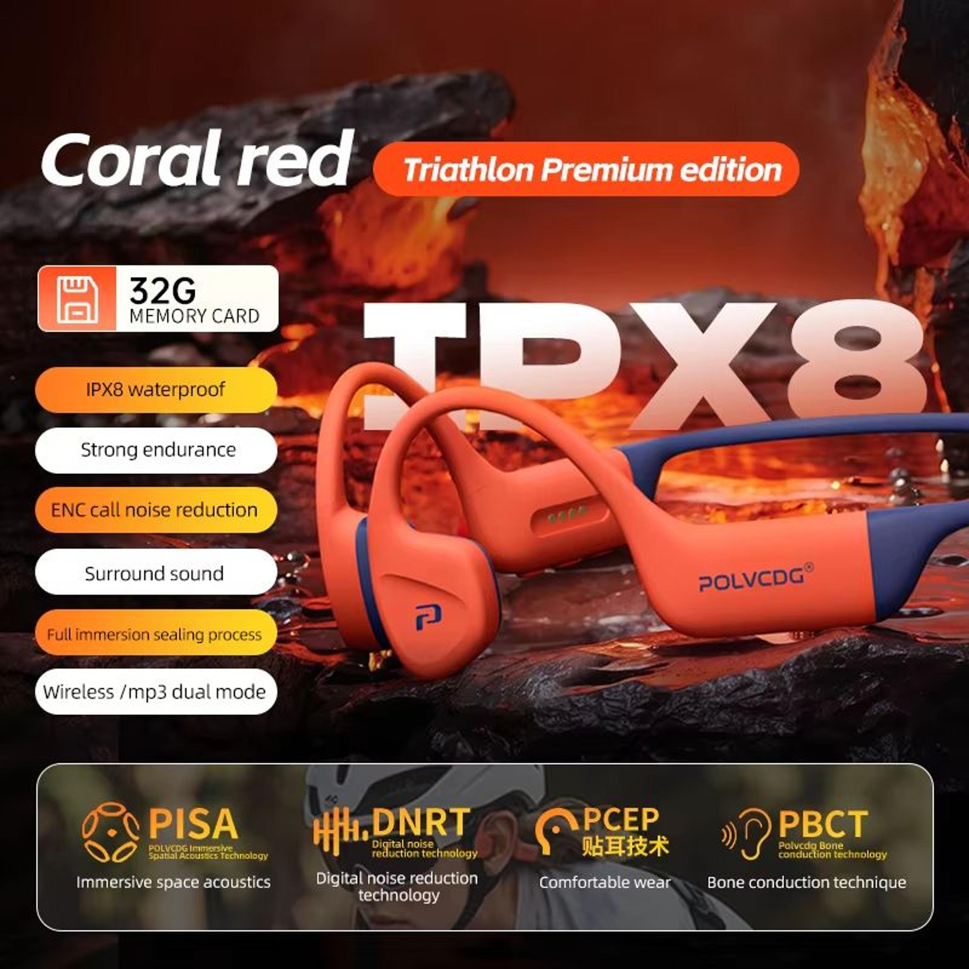 POLVCDG X16 Bone Conduction Waterproof Headphones 32GB Bluetooth 54 6
