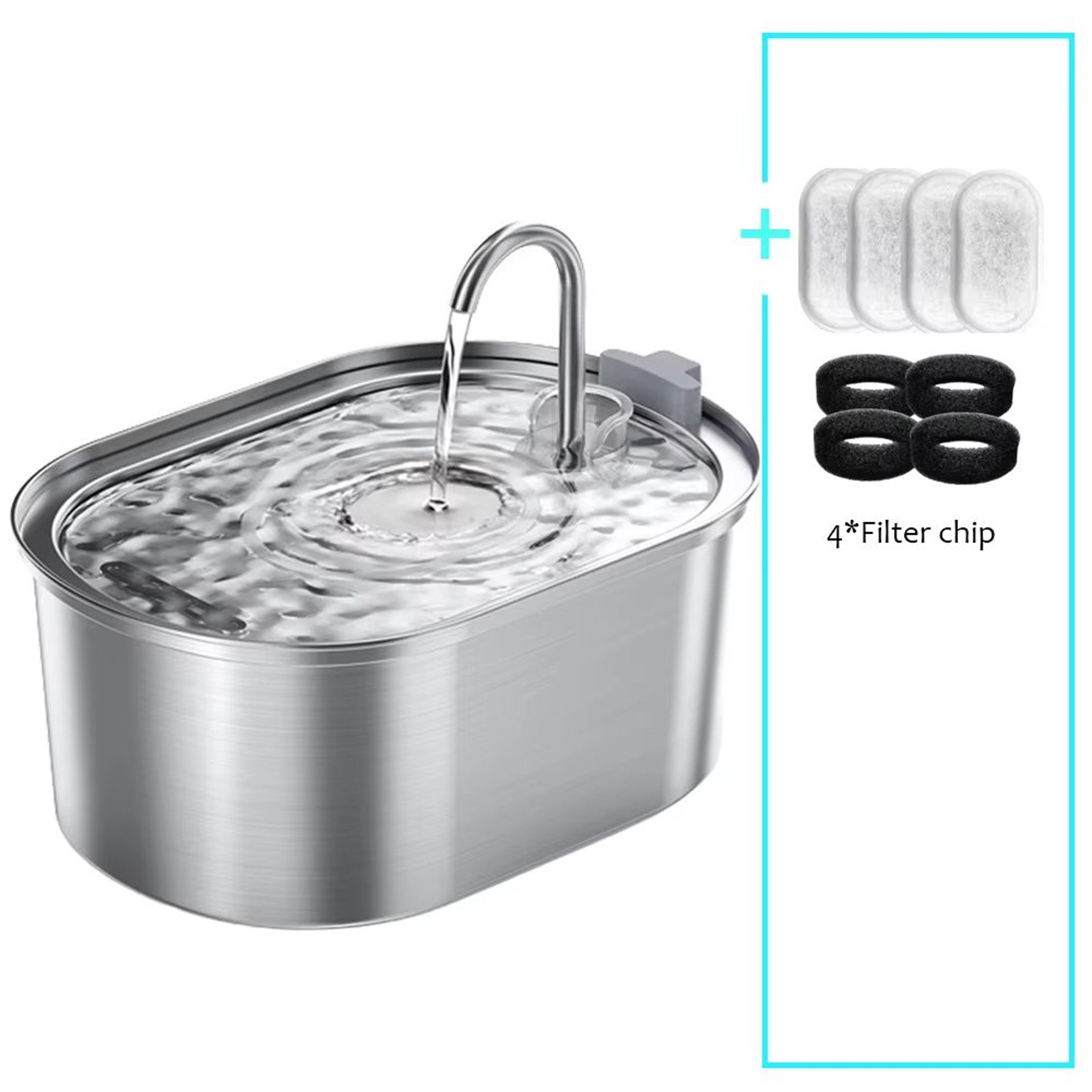 Smart Stainless Steel Cat Water Fountain  Automatic Pet Water Dispenser With Filtered Circulation F