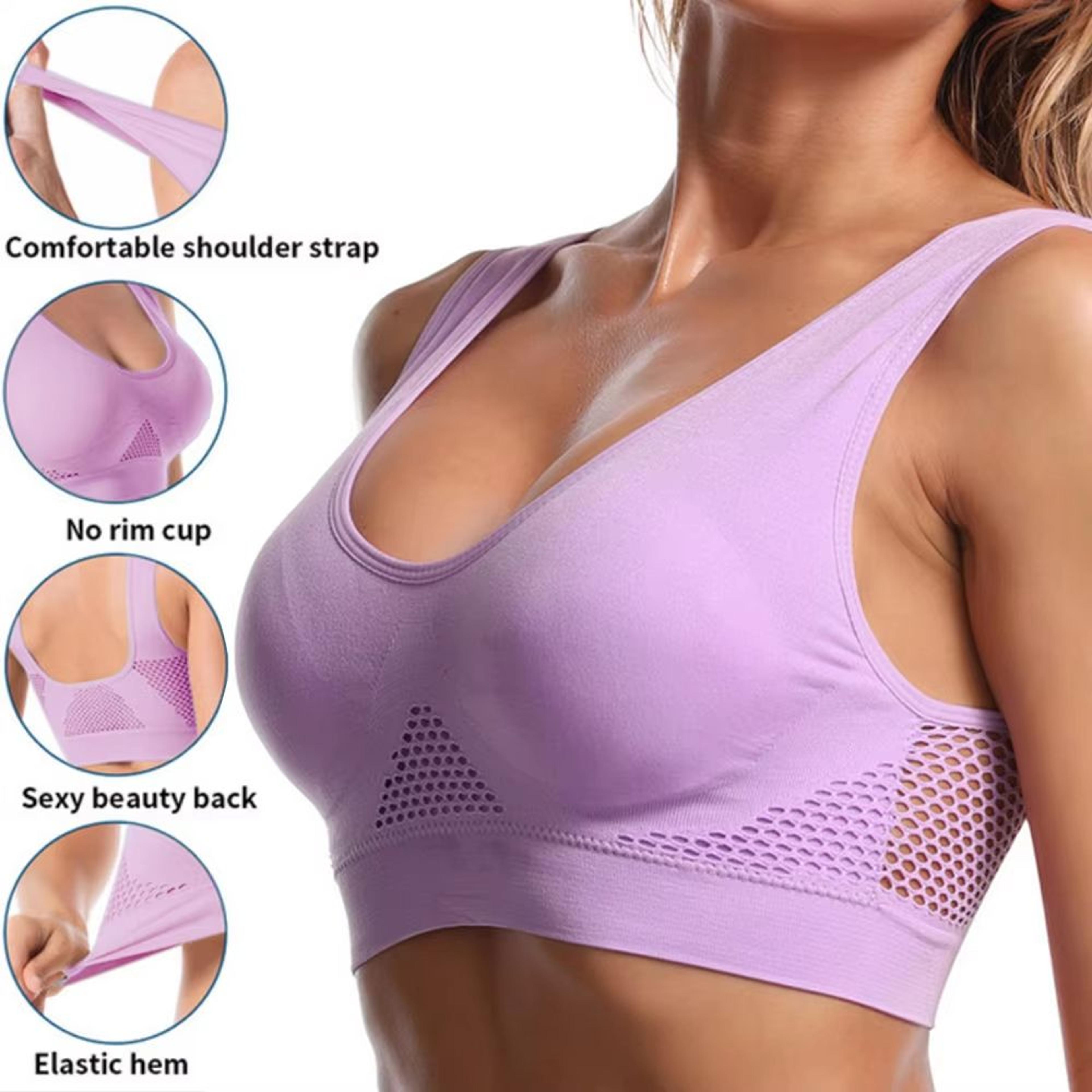 Seamless Mesh PlusSize Wireless Sports Bra 6XL  Breathable Shockproof Crop Top 3