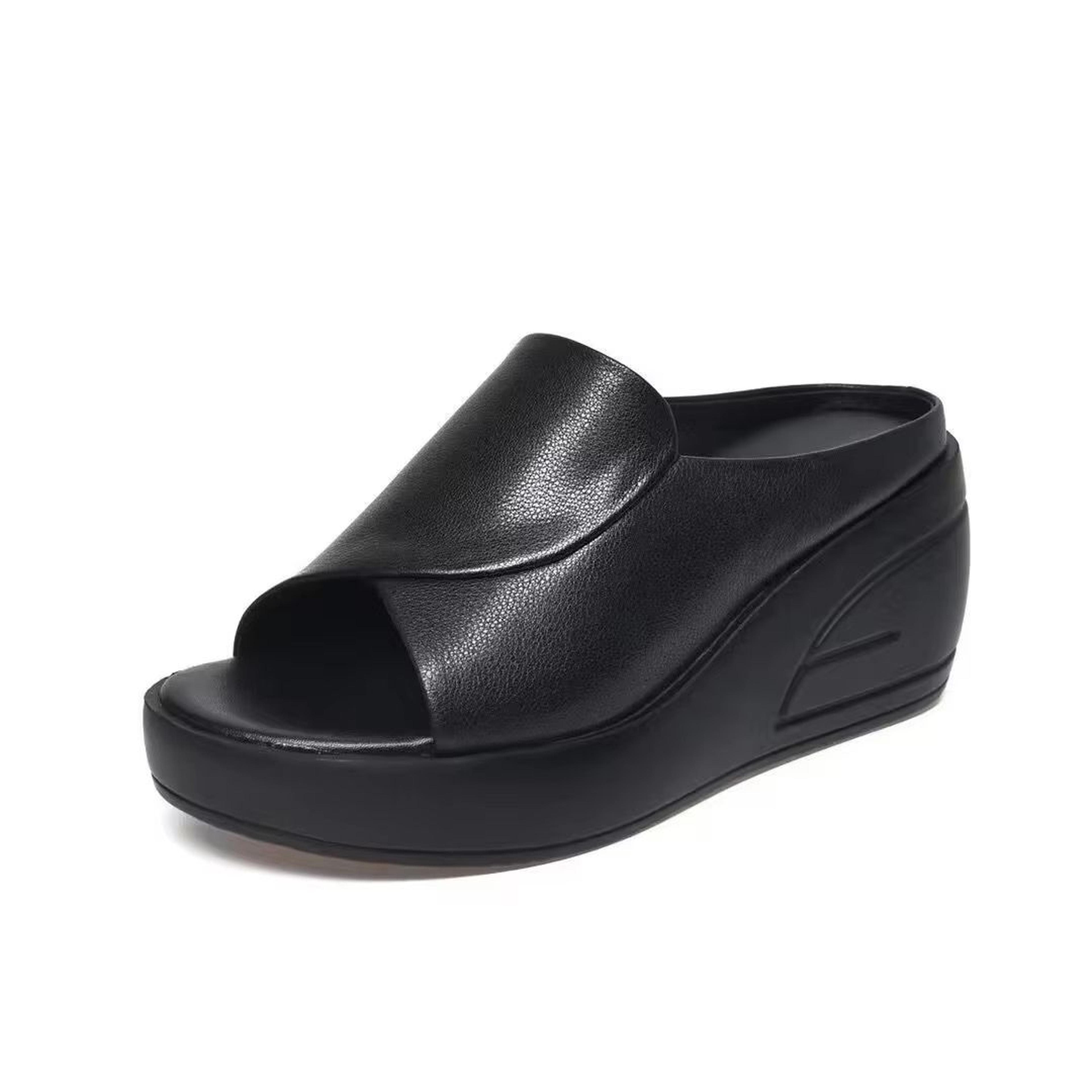 women's orthopedic wedge platform sandals – open toe, thick sole slides for beach & everyday comfort