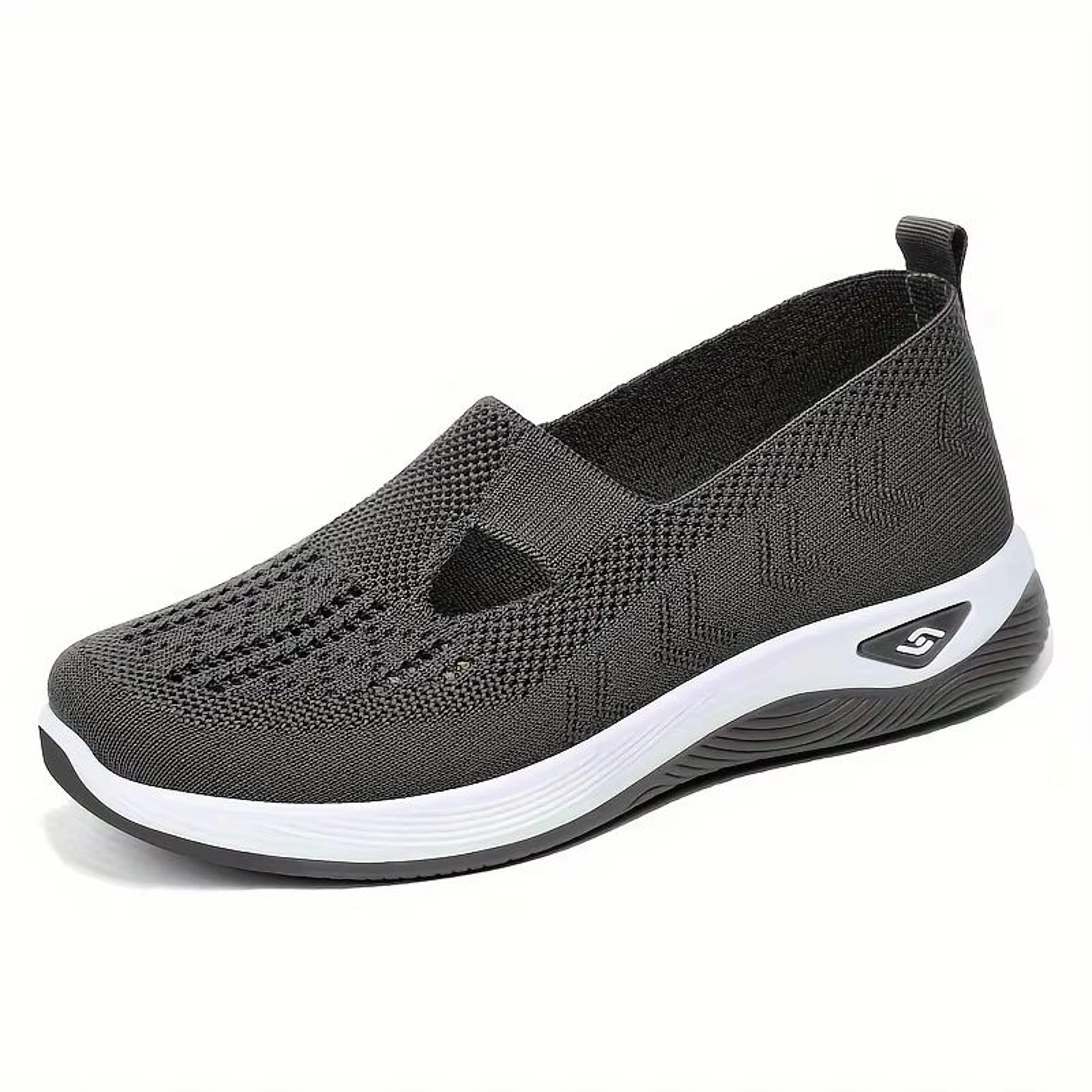 Soft Sole Knitted Sneakers For Women  Breathable Mesh Casual Sports Shoes Lightweight HollowOut Fla 9