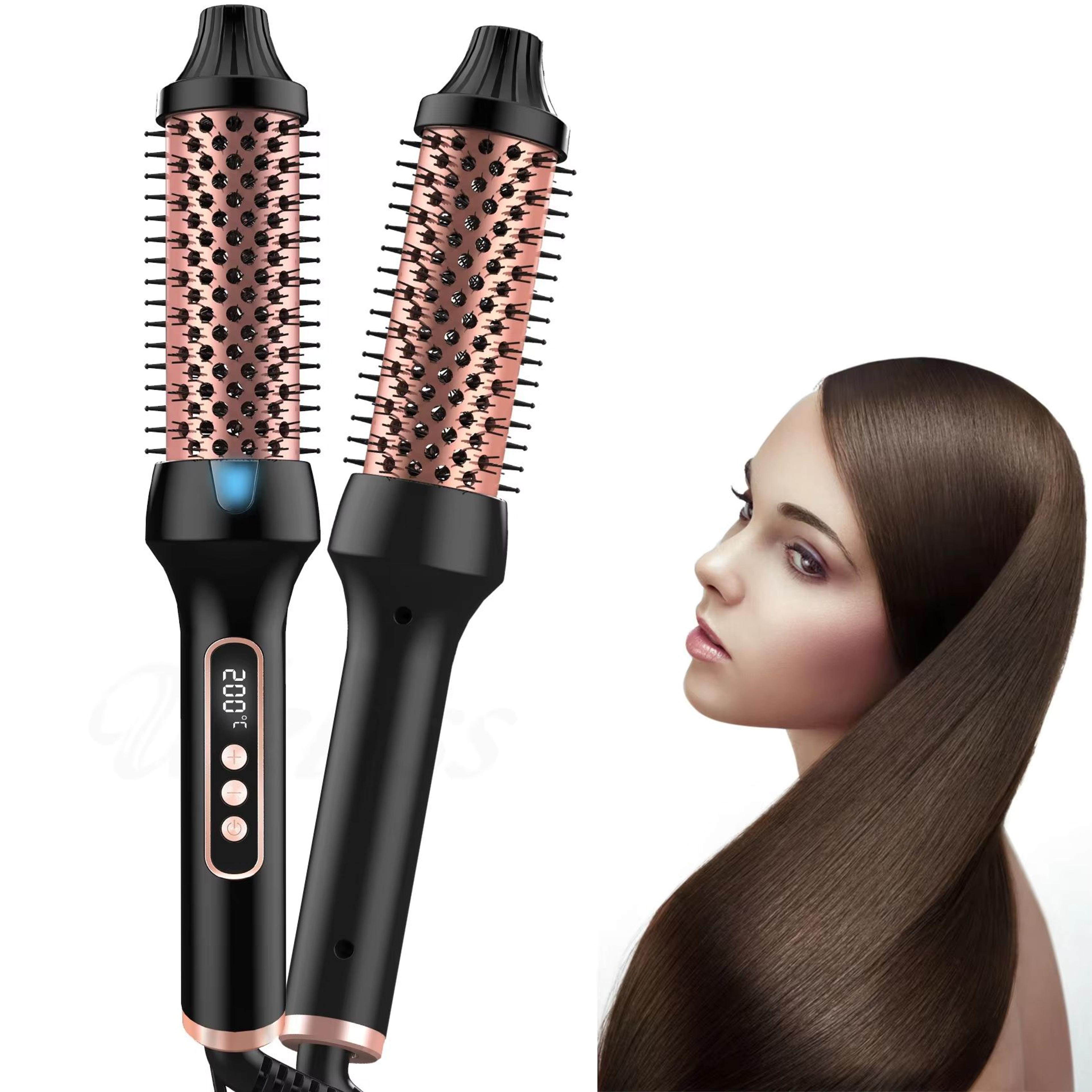 heated styling brush 3-in-1 ionic hair curler/straightener – anti-scald electric curl wand for perfect hair styling