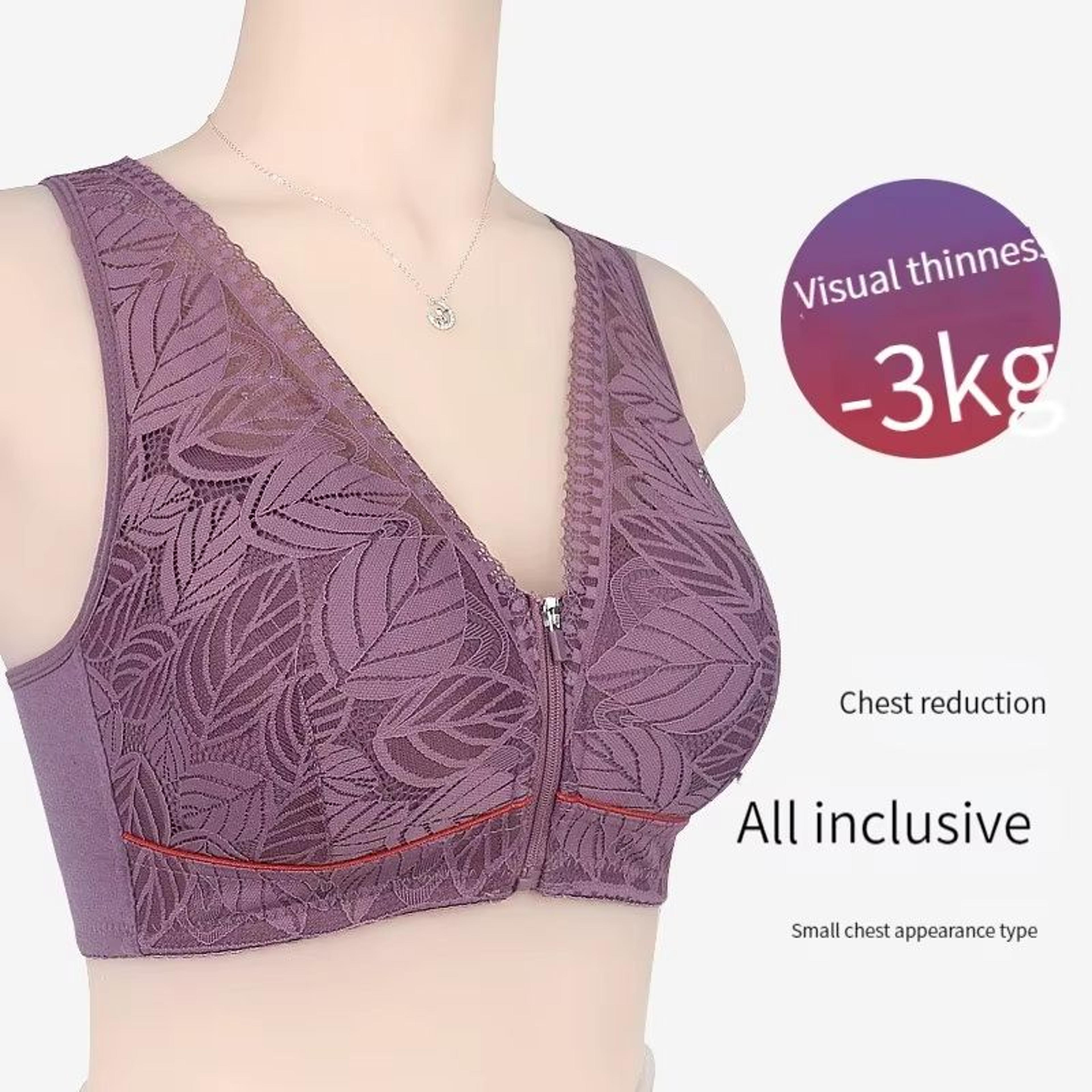 PlusSize Front Zip Sports Bra Cotton Support Tank 2