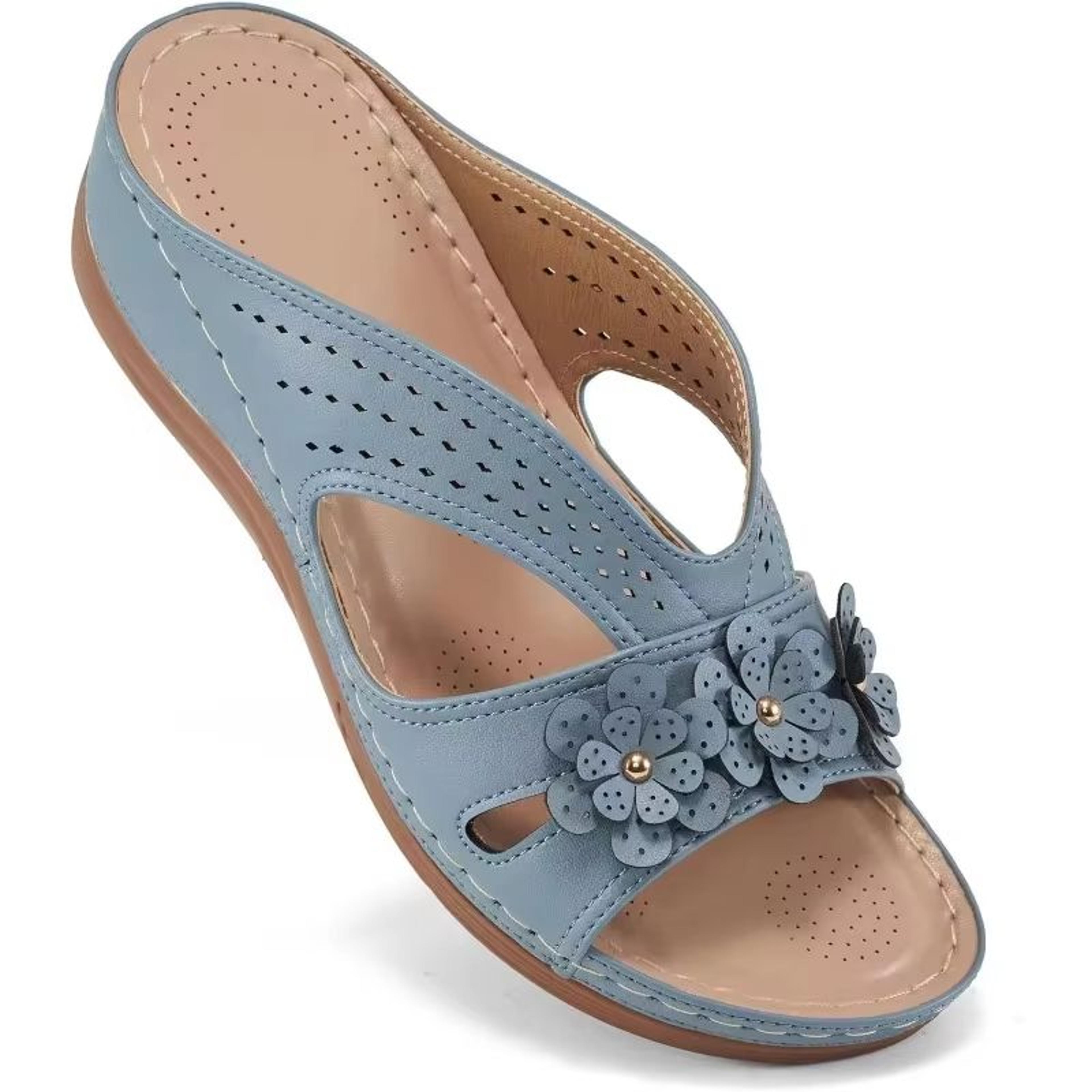 Womens Flower CutOut Wedge Sandals  Comfortable NonSlip Beach Slippers With Platform Sole 1