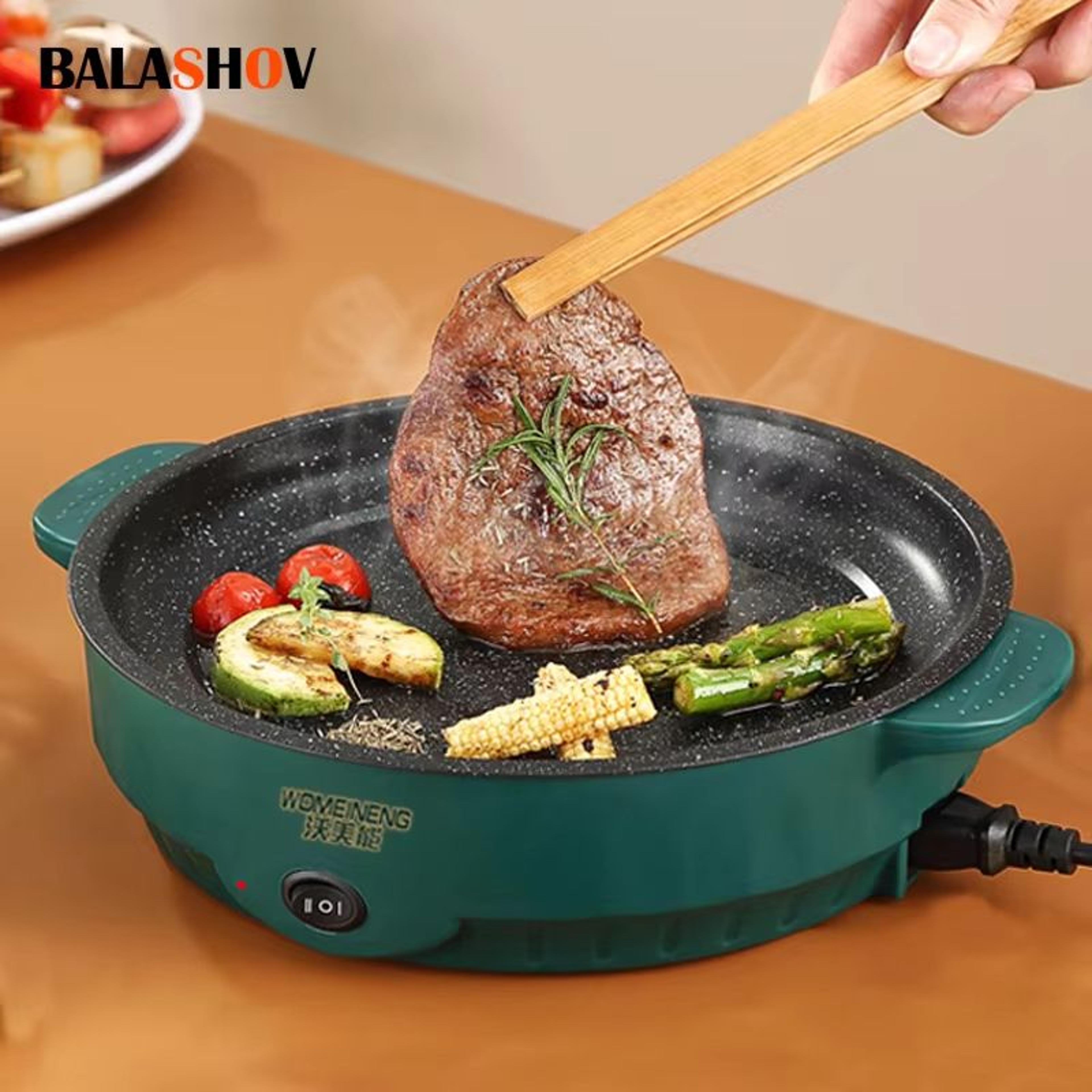 electric multicooker frying pan – non-stick, 220v grill & skillet for omelettes, steak, and more