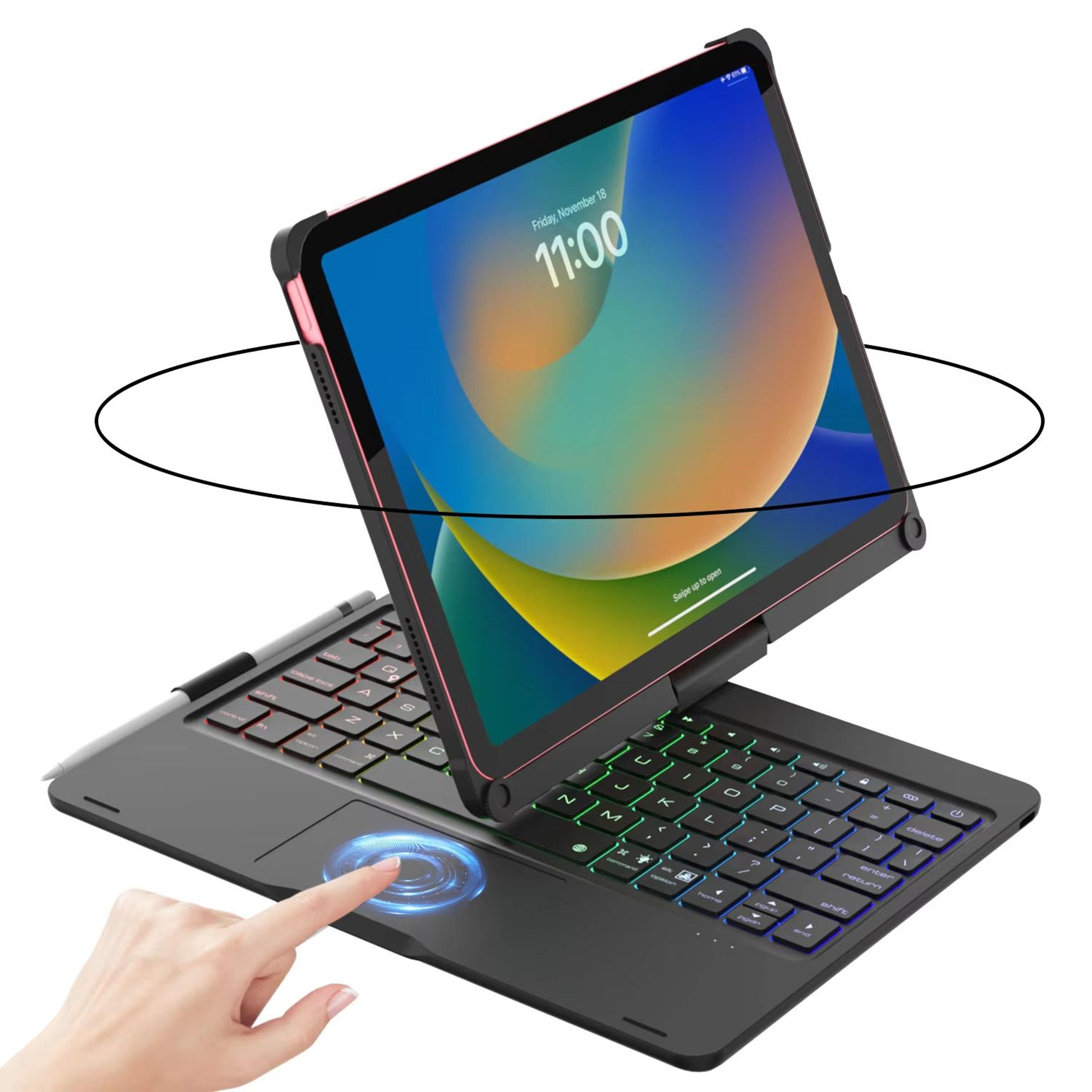 360° swivel backlit keyboard case with trackpad – for ipad 10th/11th gen, ipad air 4/5, and ipad pro 11"
