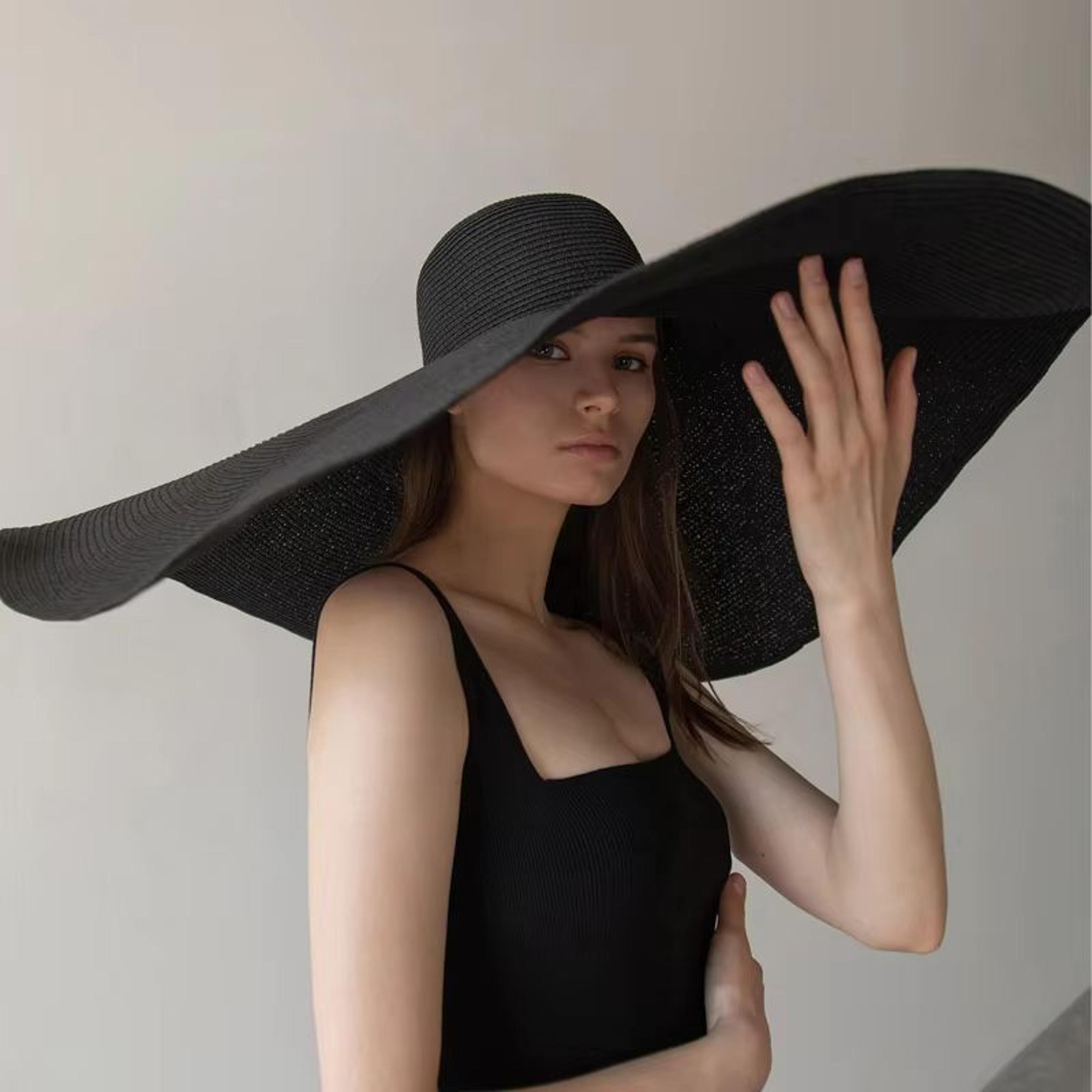 oversized 70cm wide brim sun hat – foldable uv protection beach hat for women