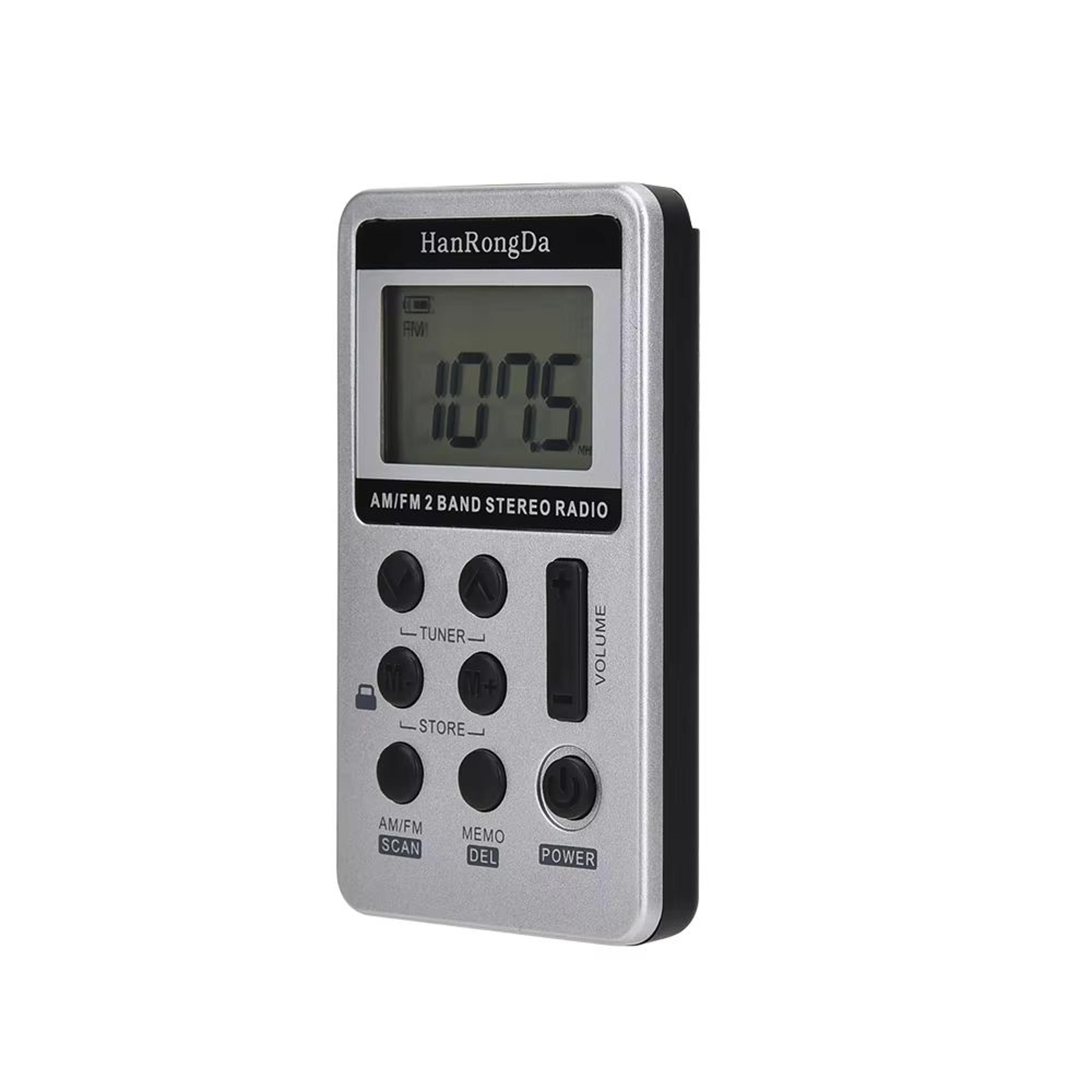 Mini AMFM Pocket Radio With LCD Display  Rechargeable Portable Stereo Receiver With Earphones 2