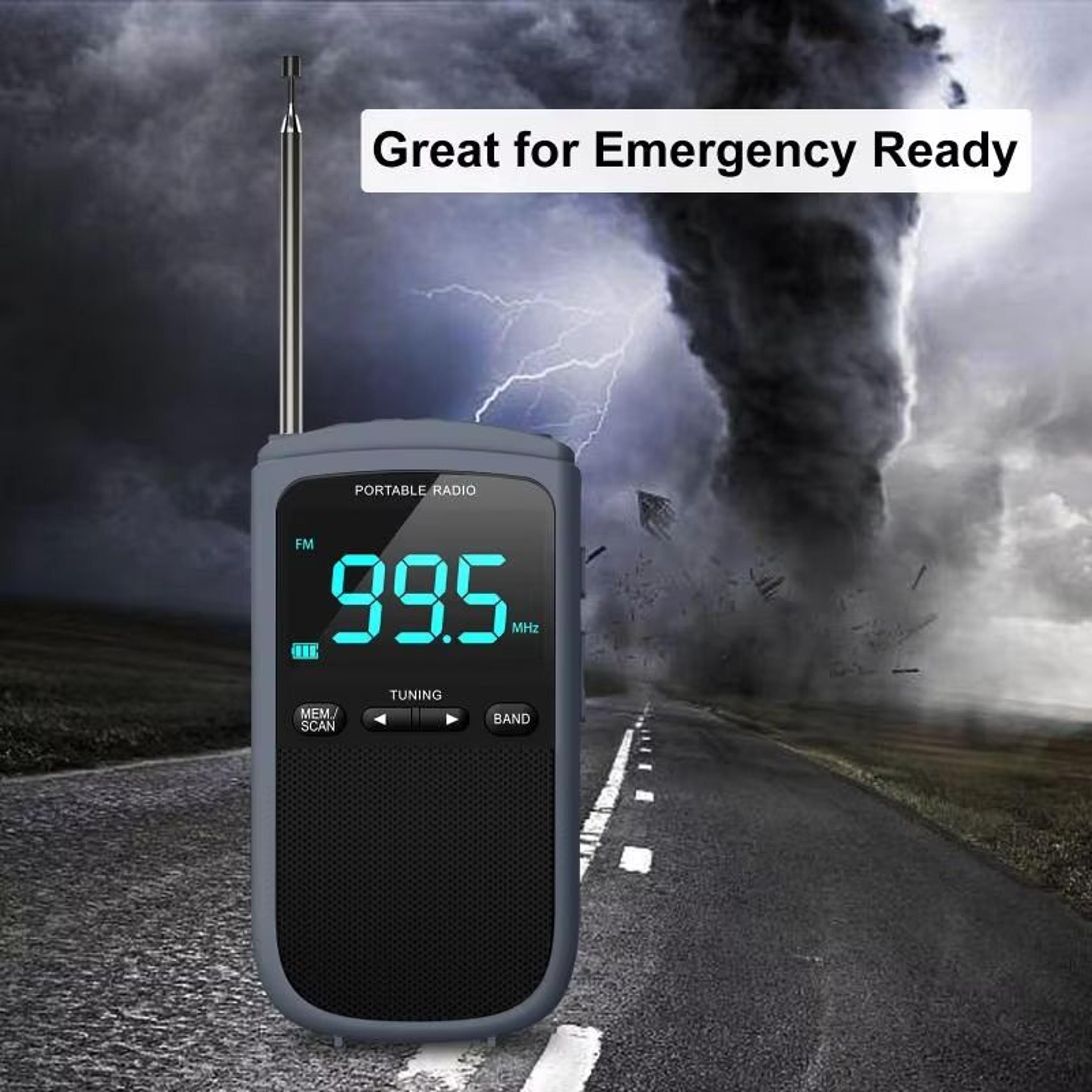 Mini AMFM Portable Radio With Stereo Speaker  Rechargeable Pocket Radio With Alarm Clock  Weather B 5