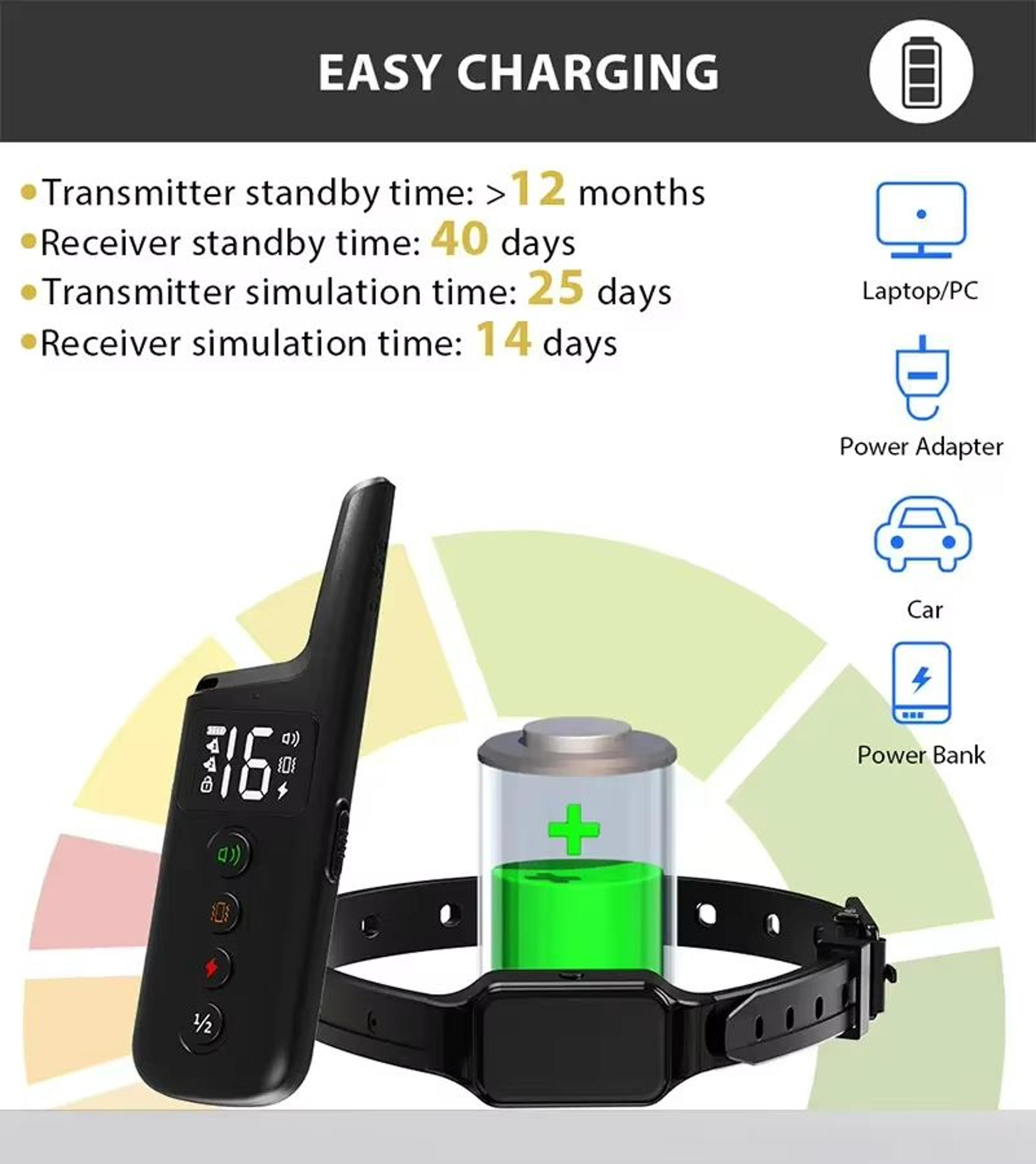 Premium Remote Shock And AntiBark Dog Training Collar  1000ft Range With Beep Vibration Shock Modes 4