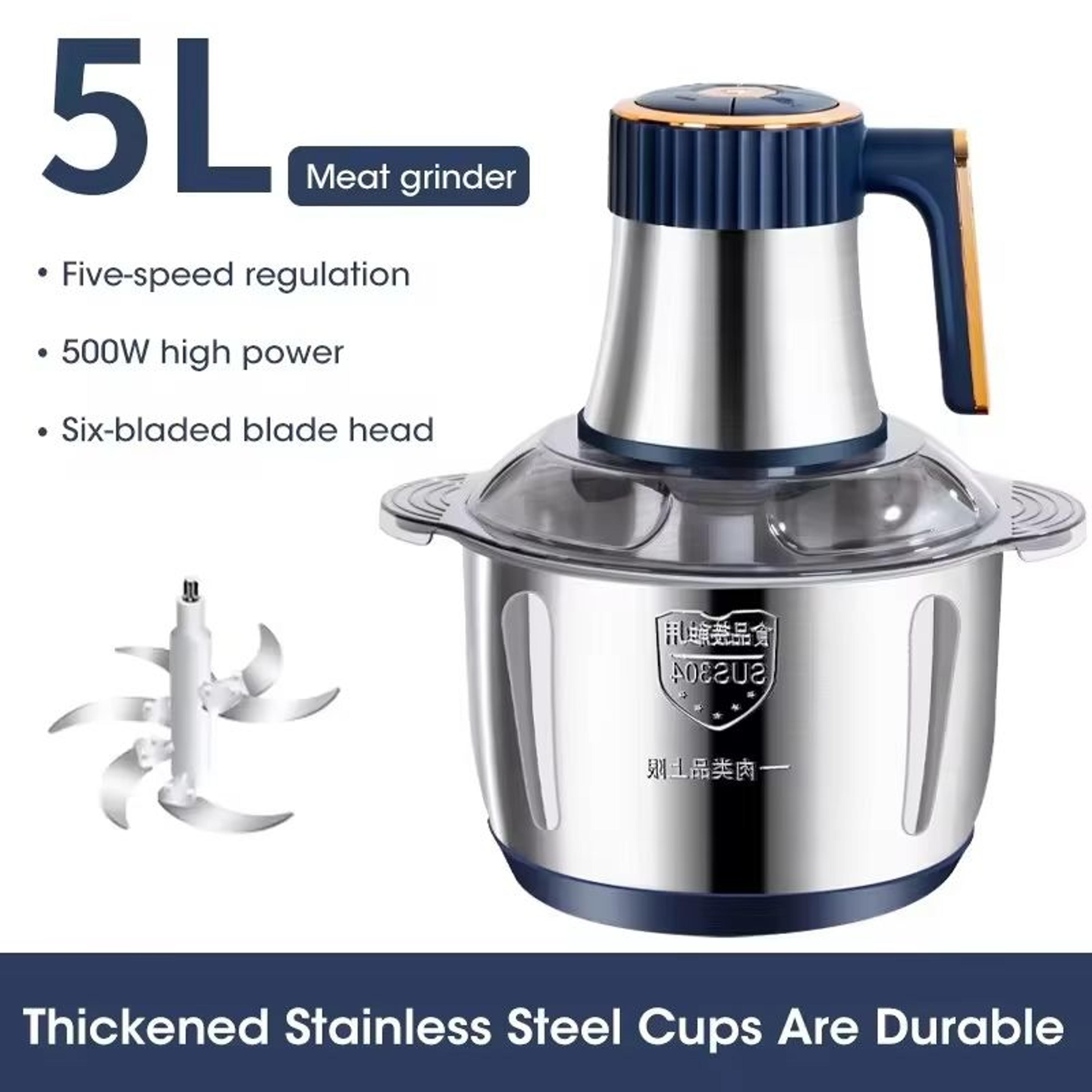 5L Electric Meat Grinder And Food Processor  Stainless Steel Chopper  Vegetable Slicer For Kitchen  2