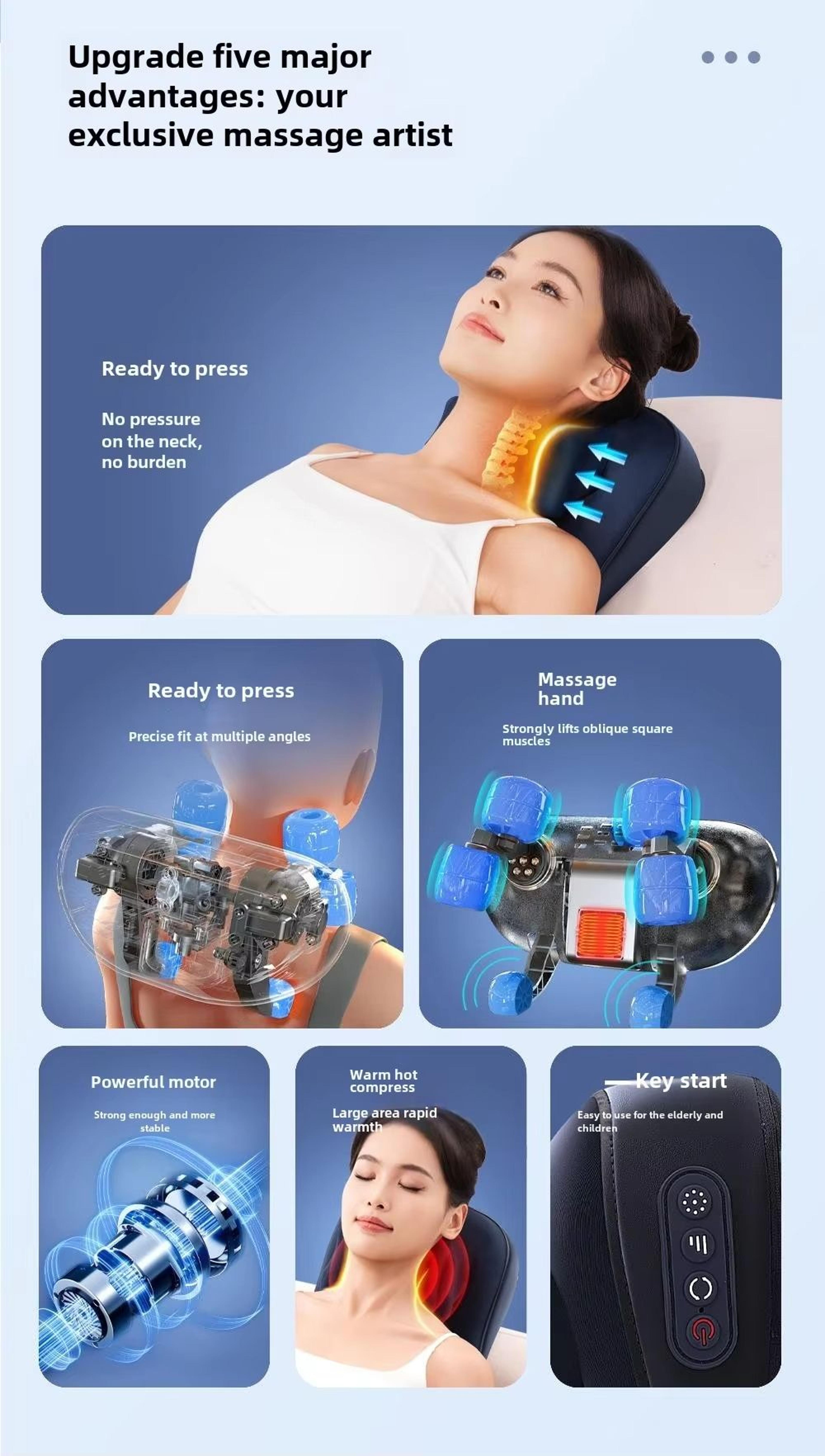 Wireless Trapezius Massage Pillow  Rechargeable Shiatsu Massager With Heat For Neck Waist Back And  2