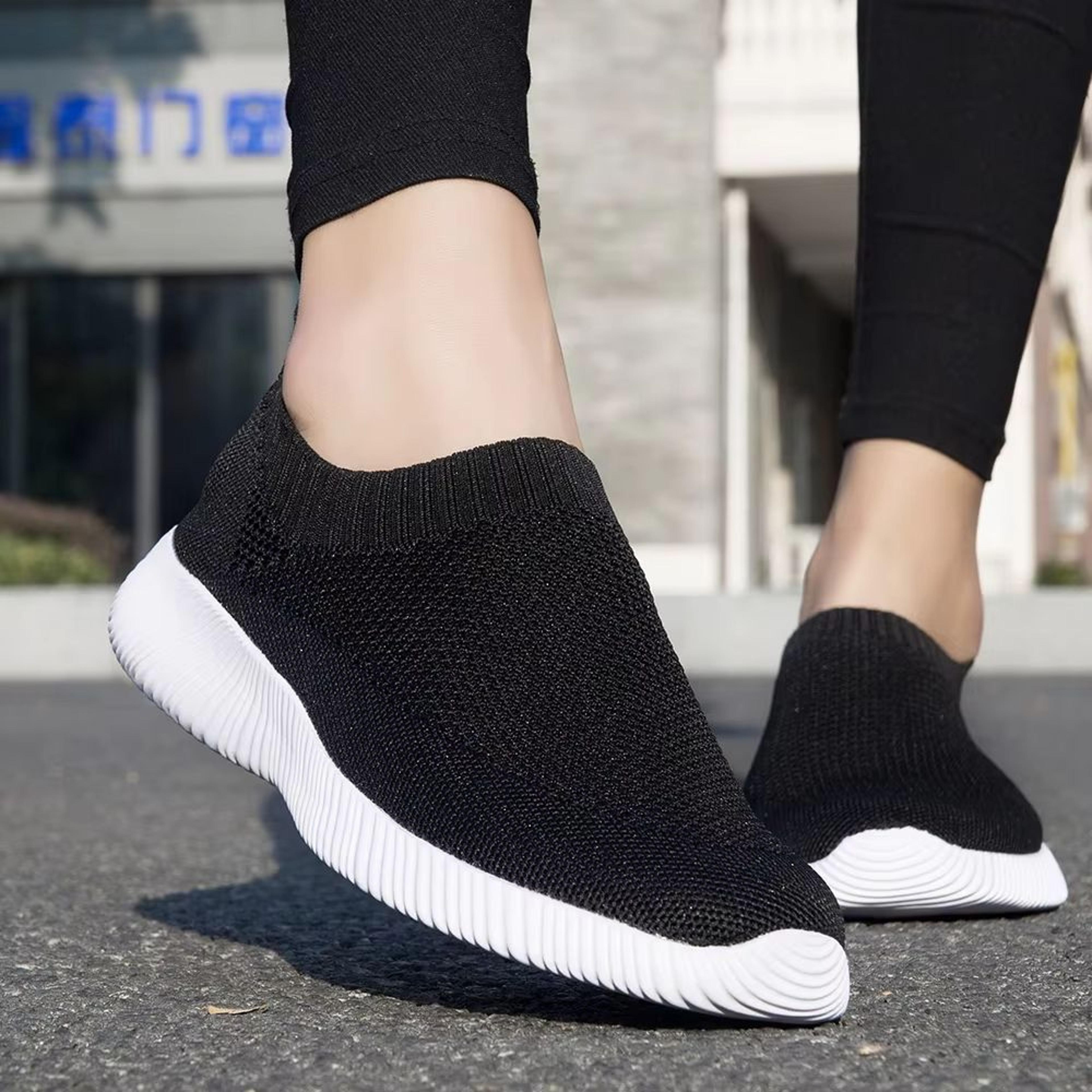 Breathable Slip On Sock Sneakers For Women Walking Shoes Knit Upper 1