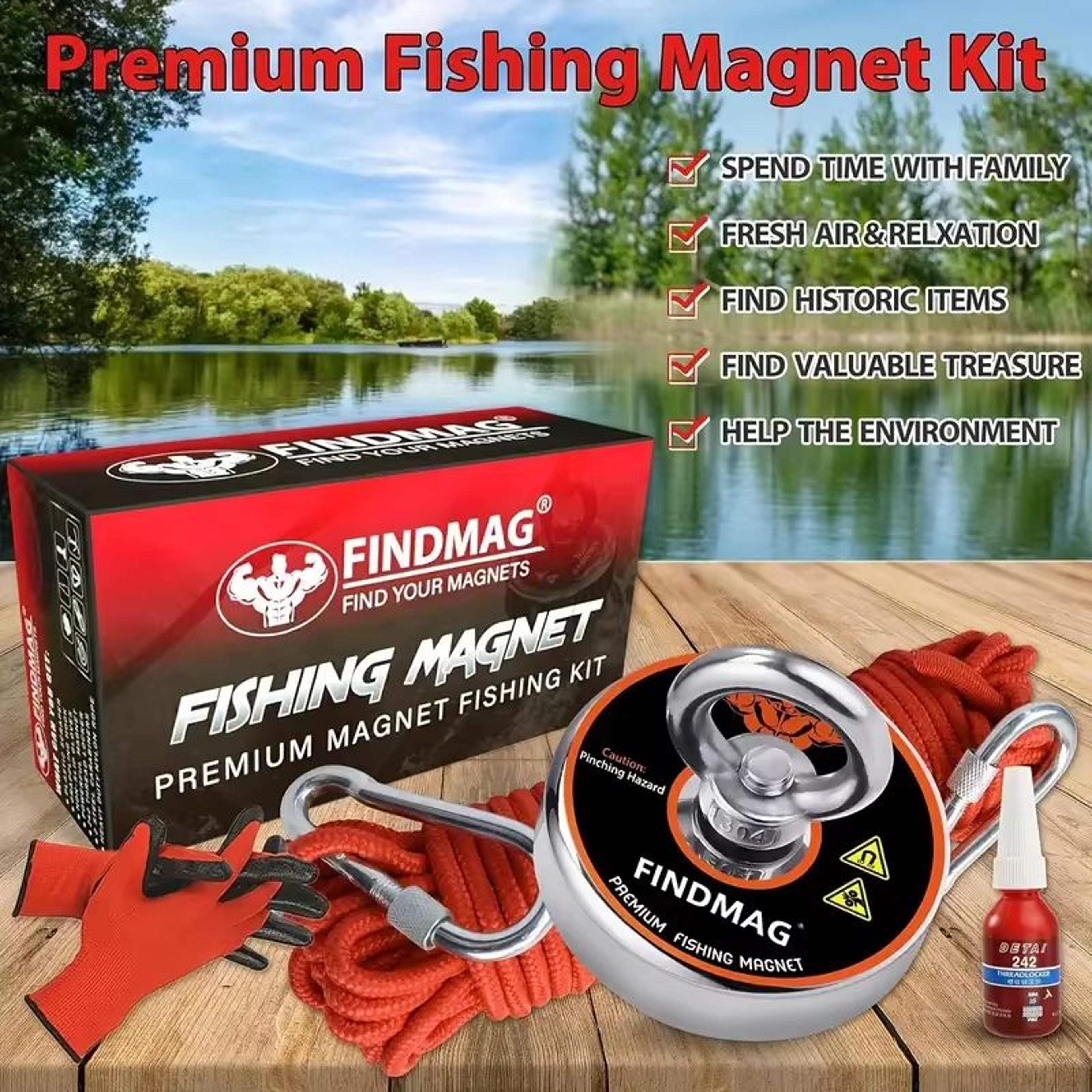 Neodymium Magnet Fishing Kit With Strong Pull Force And Rope 4