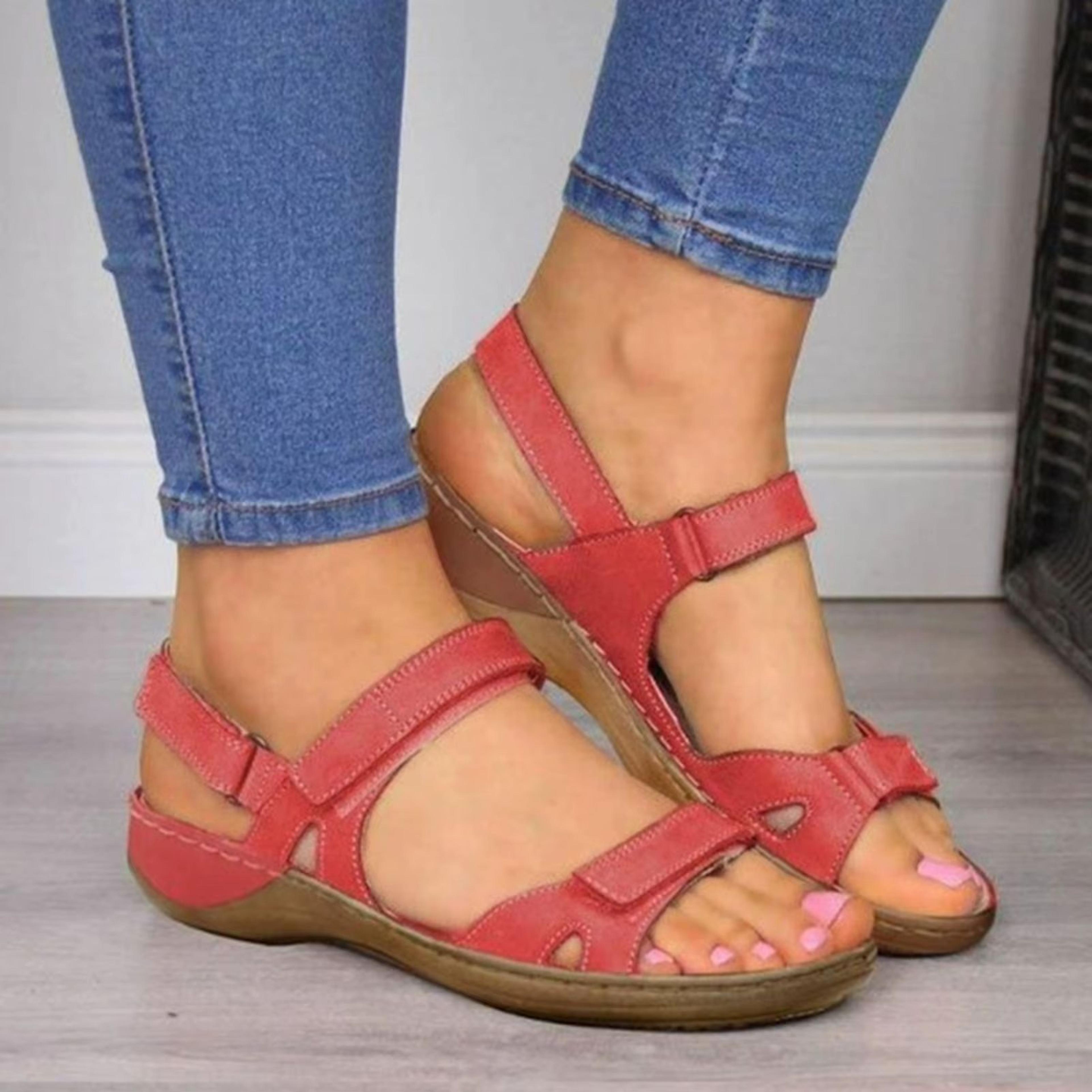 ComfortAir Womens Breathable Open Toe Flat Sandals Lightweight Summer Shoes For Elderly 4