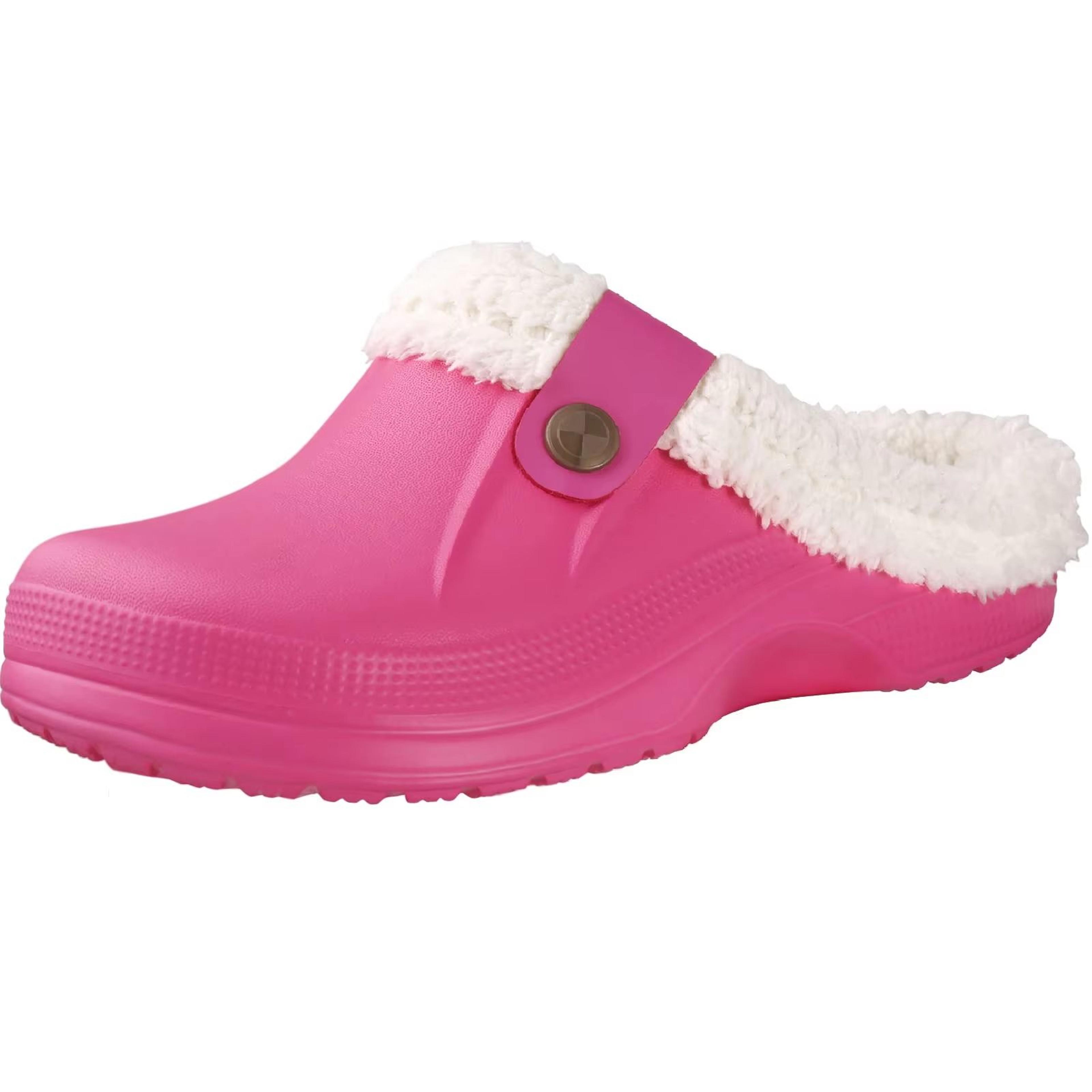 Shevalues Waterproof Fuzzy Mens Clogs Warm Fur Lined Slippers Indoor Outdoor Anti Slip House Shoes 9