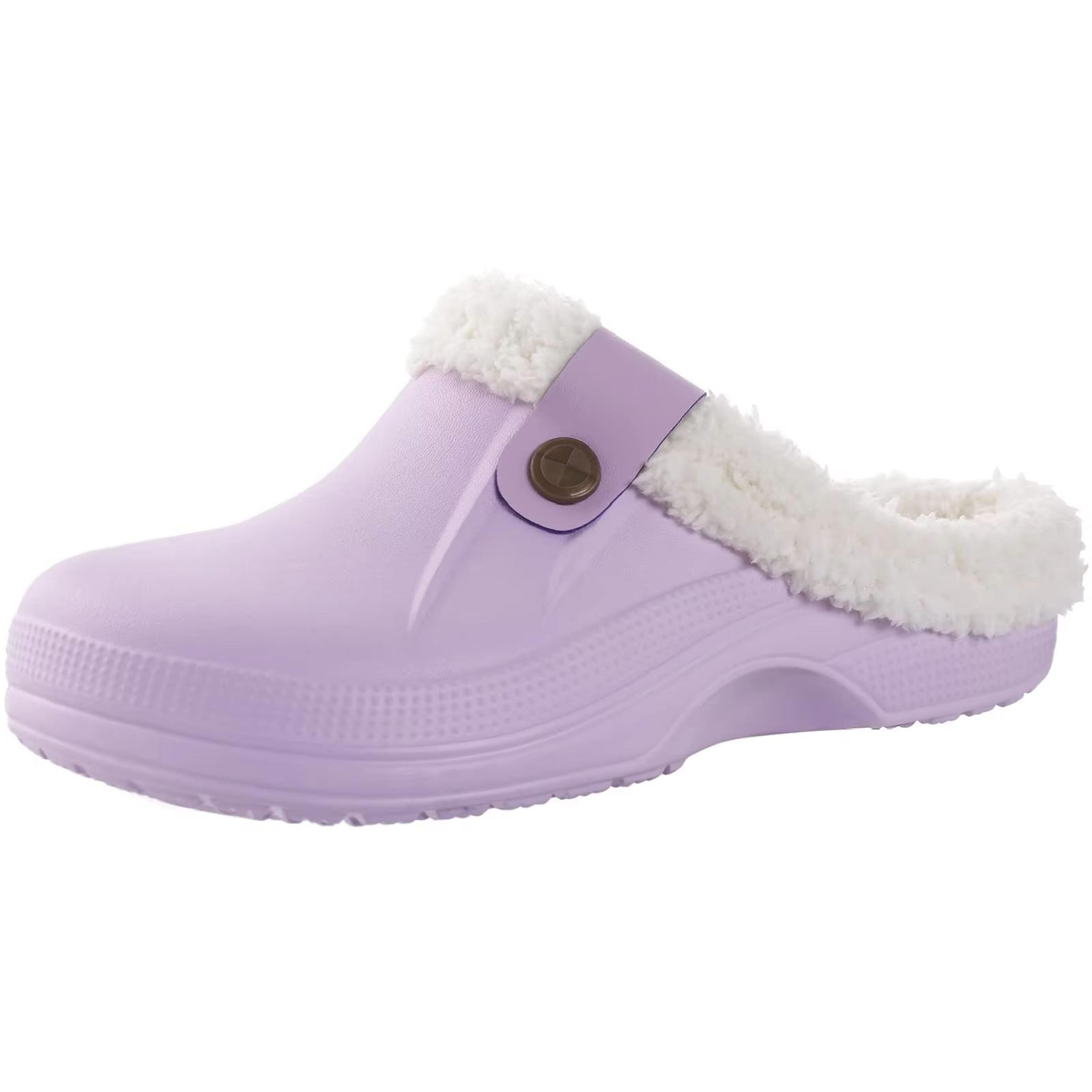 Shevalues Waterproof Fuzzy Mens Clogs Warm Fur Lined Slippers Indoor Outdoor Anti Slip House Shoes 18