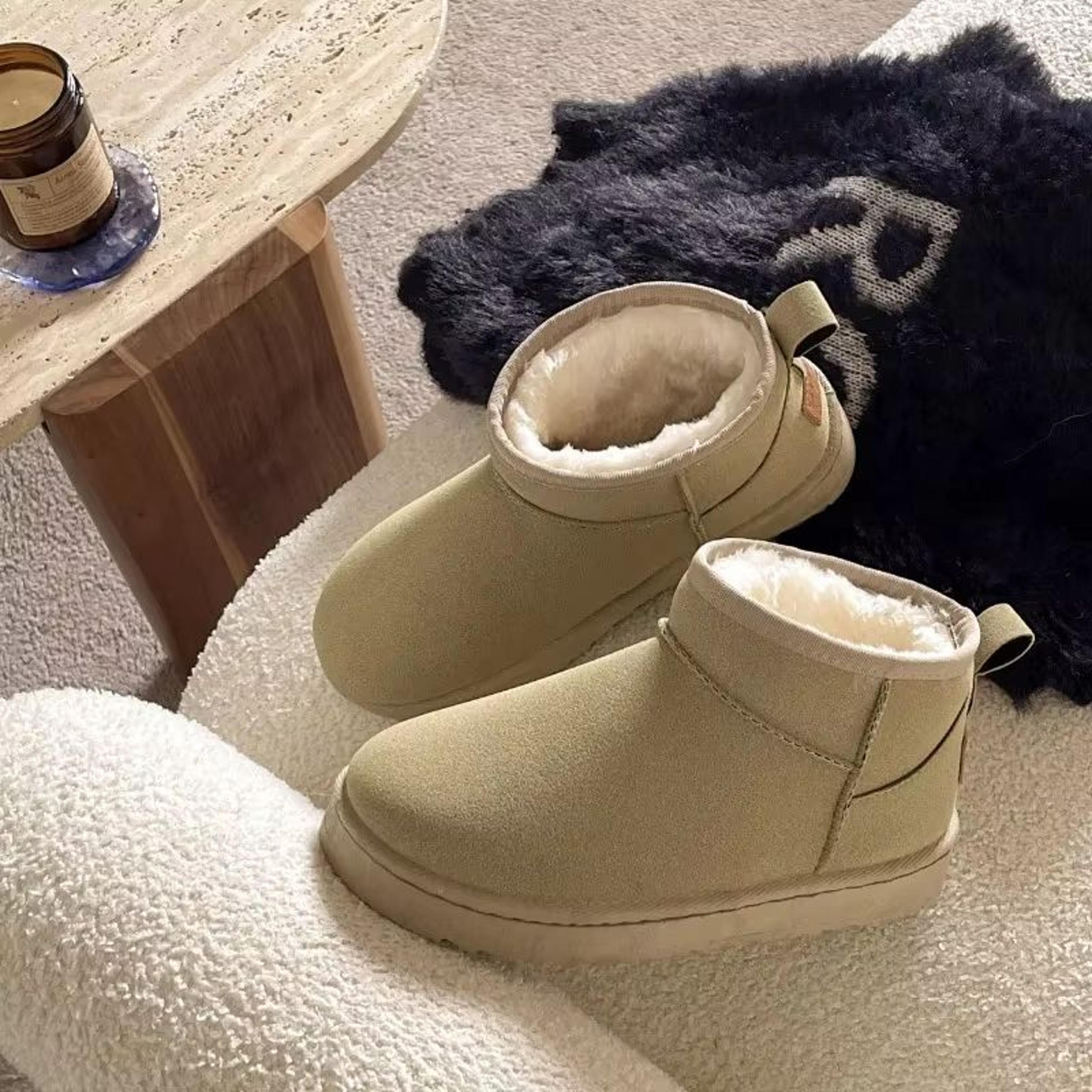Women Winter Platform Ankle Boots Warm Leather Fur Lined Ultra Mini Booties 6