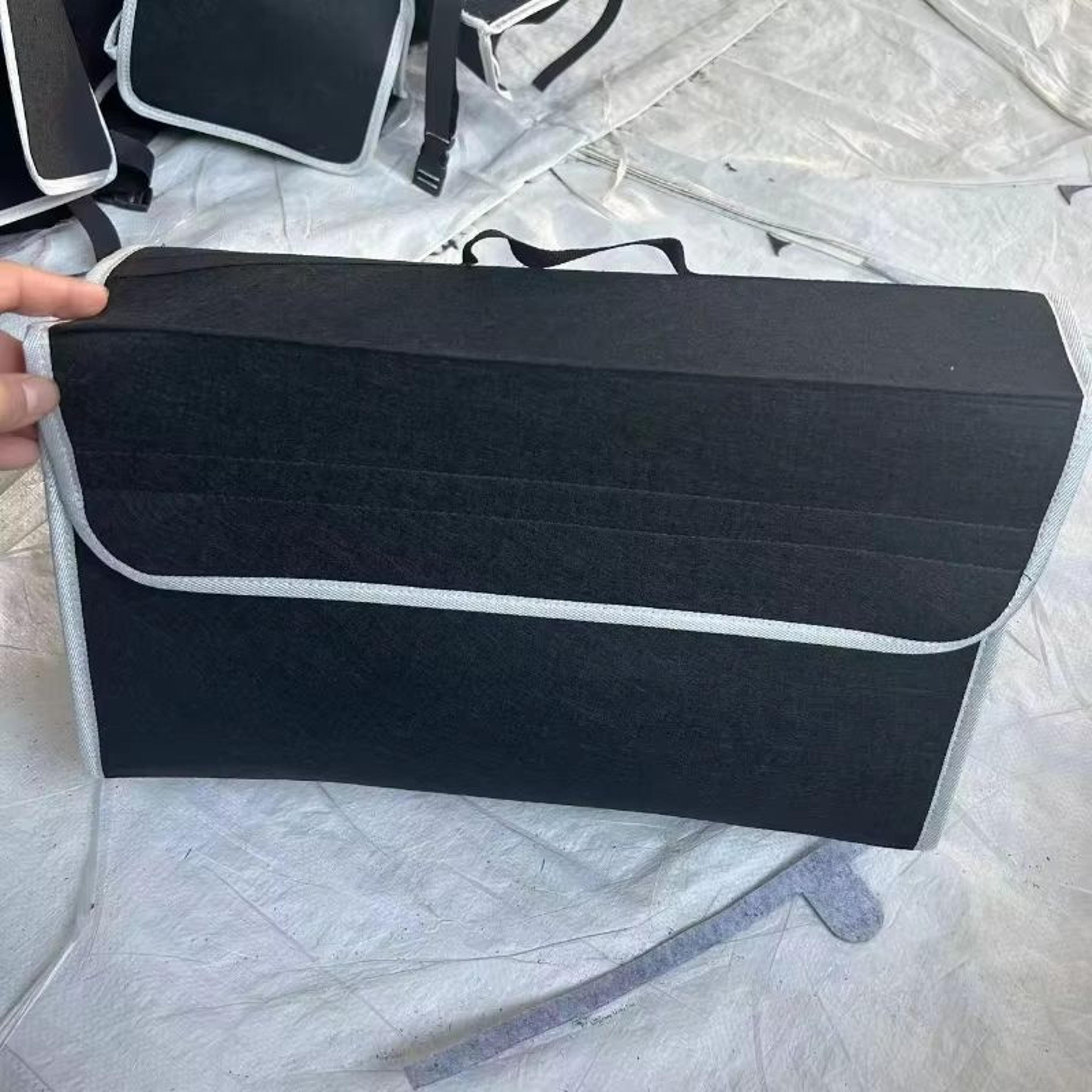 Gray Felt Car Trunk Organizer  AntiSlip Storage Box With Compartments 2