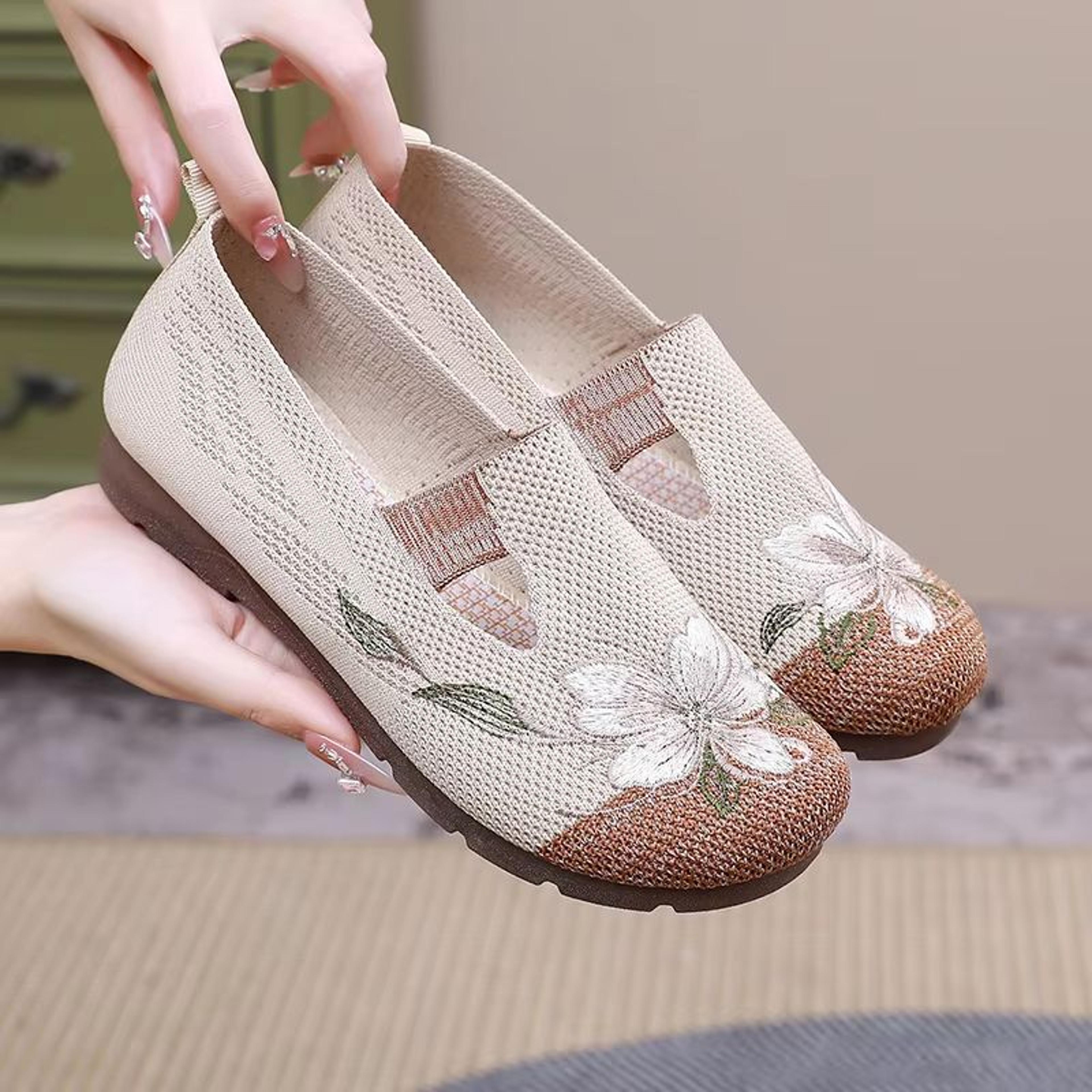 Breathable Summer Women Mesh Flat Shoes Soft Sole Anti Slip Embroidered Casual Loafers 8