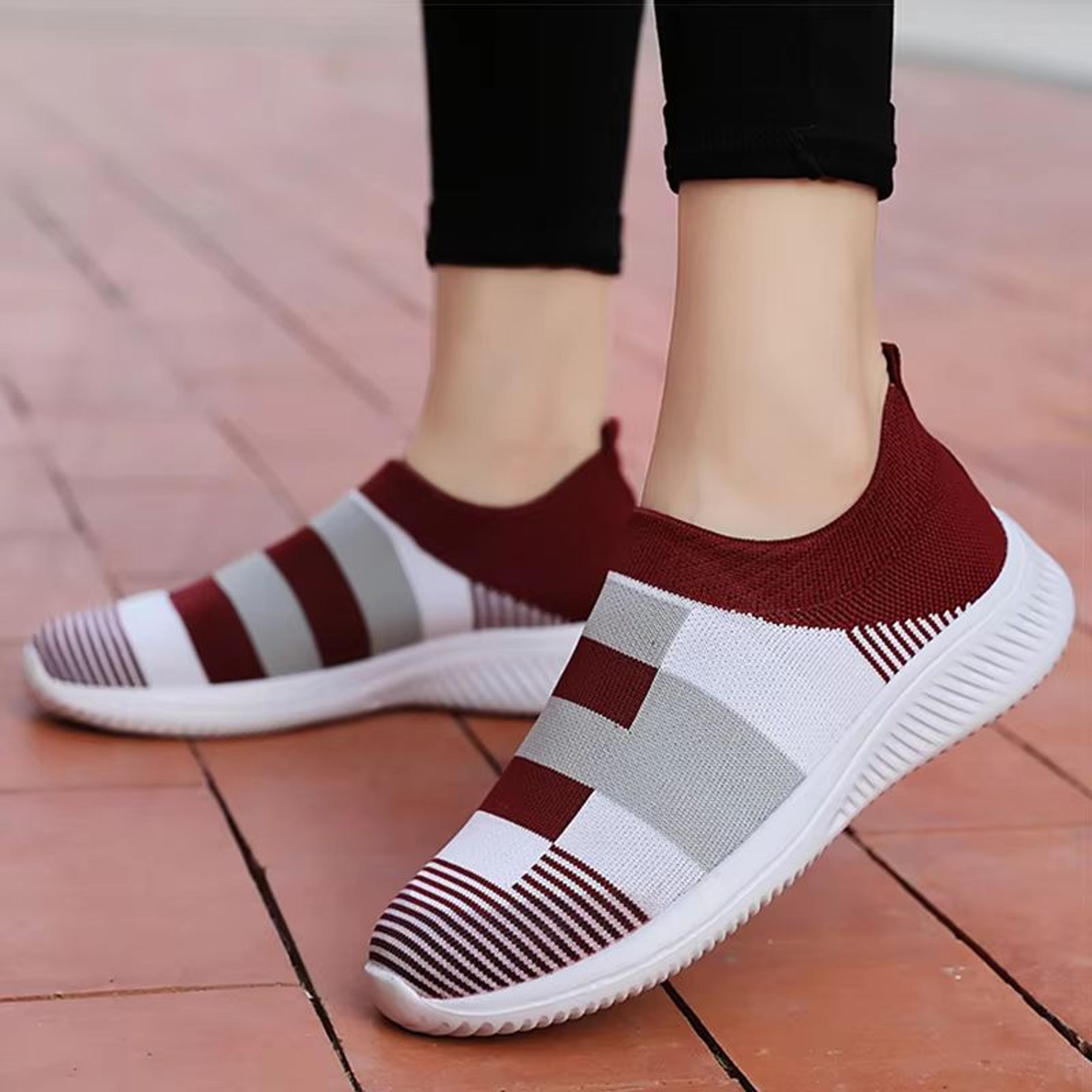 Women Knitted Sneakers Casual Flat Vulcanized Shoes Mix Color 3