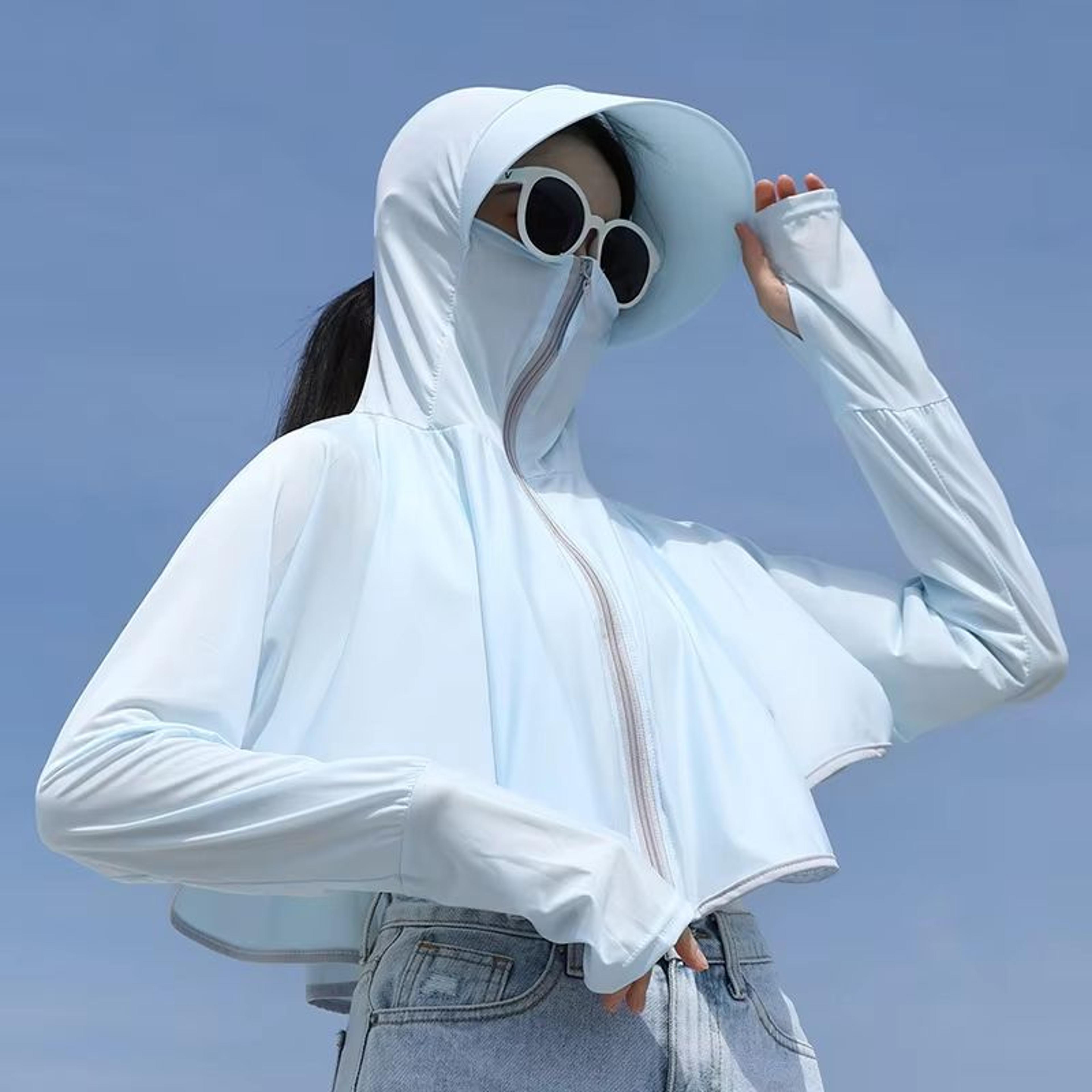Women UPF 50 Sunscreen Hoodie Ice Silk UV Protection Long Sleeve Jacket 7