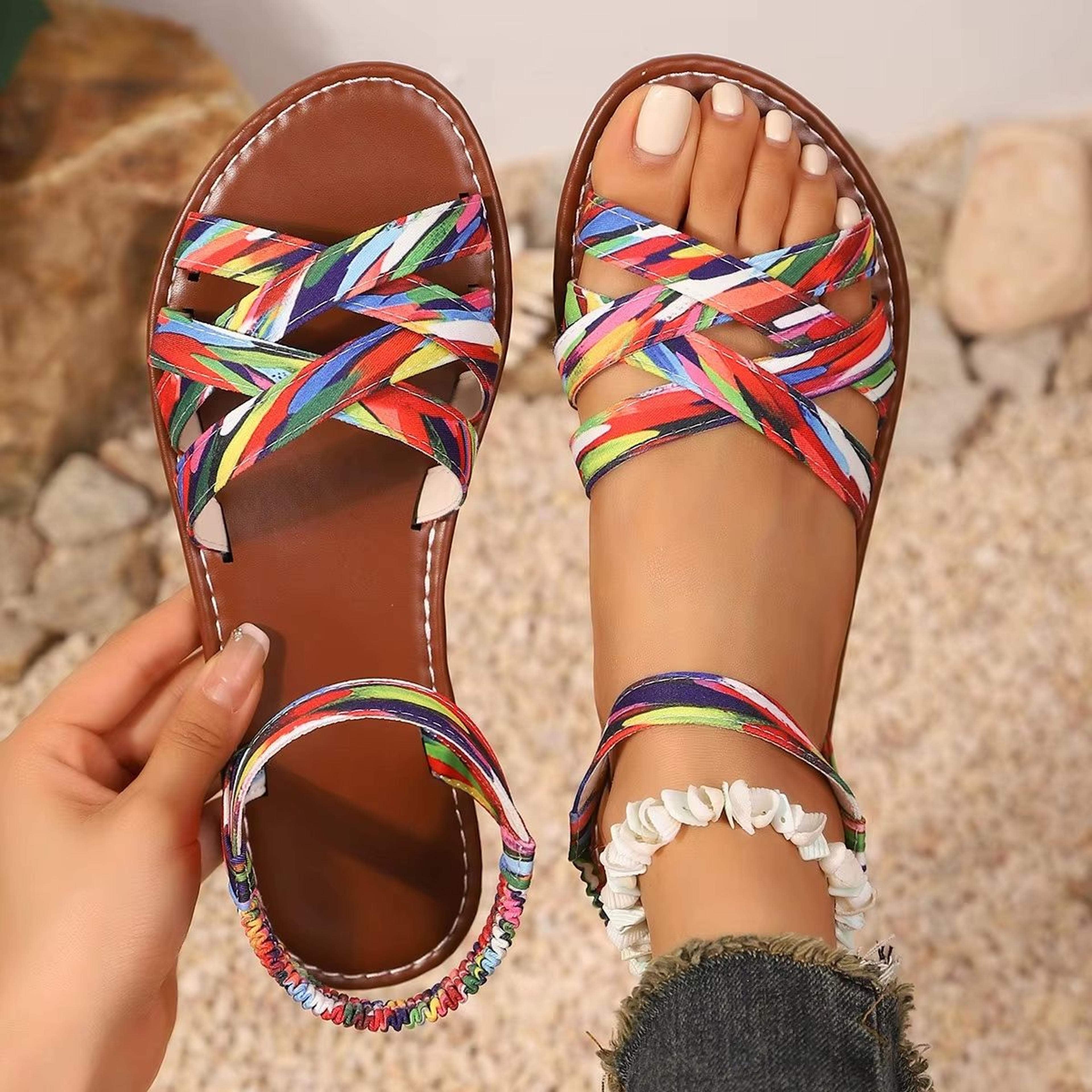 Womens Flat Sandals With Roman Straps And Non Slip Rubber Soles Comfortable Summer Sandals For Wome 9