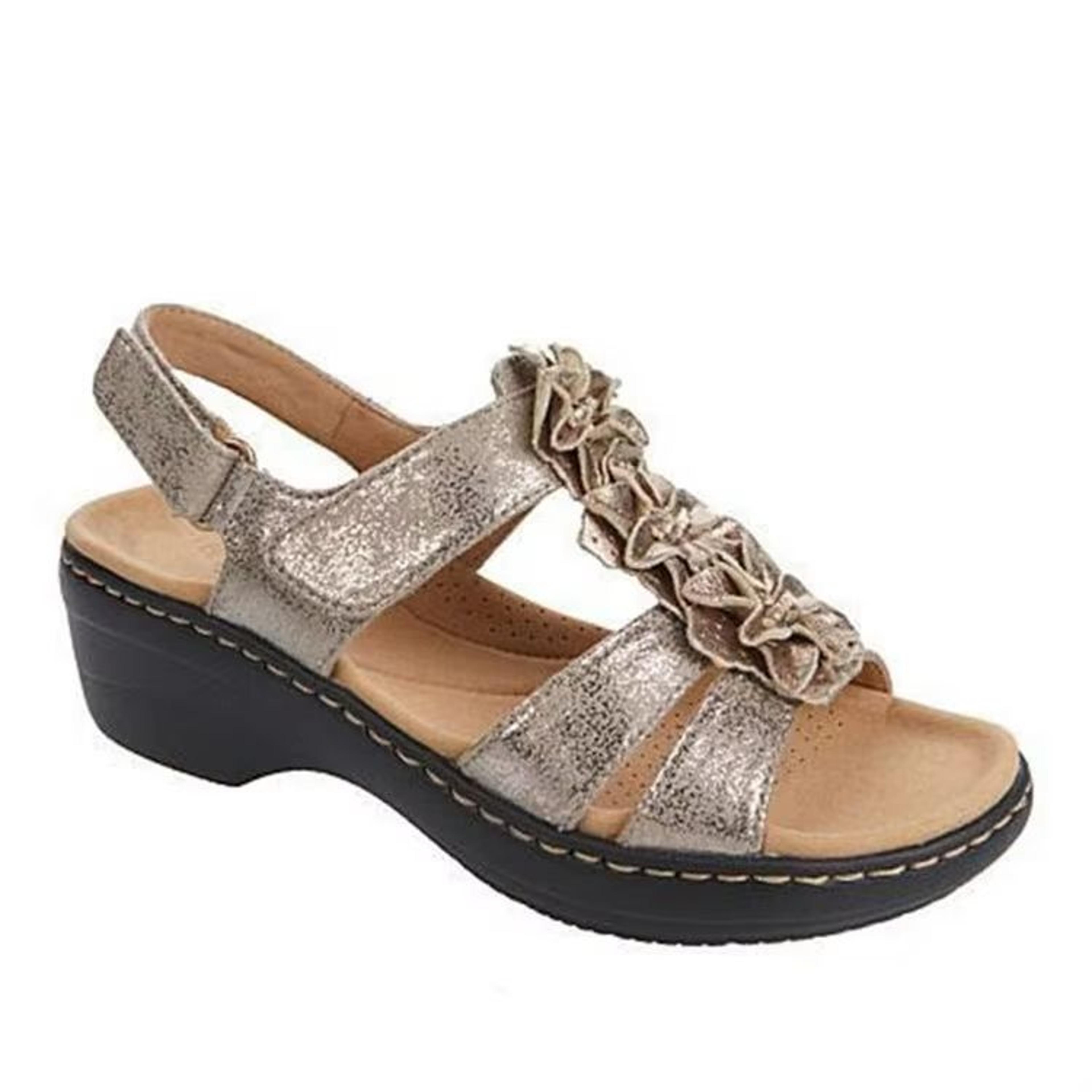 Womens Summer Wedge Sandals With Flower Design Comfortable Orthopedic Peep Toe Shoes 11