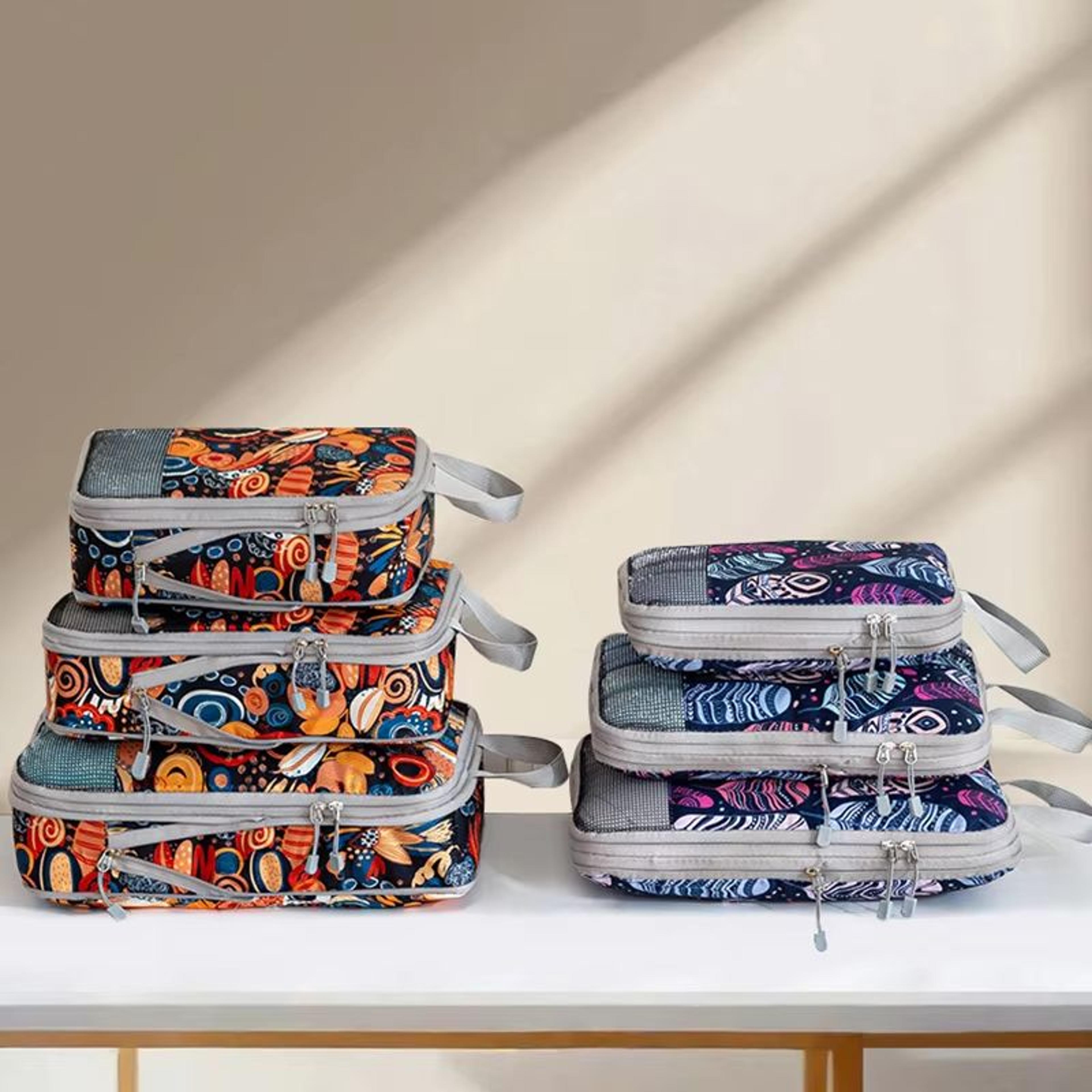 4 Piece Compression Packing Cubes Set Large Capacity Foldable Expandable Travel Storage Bags 4
