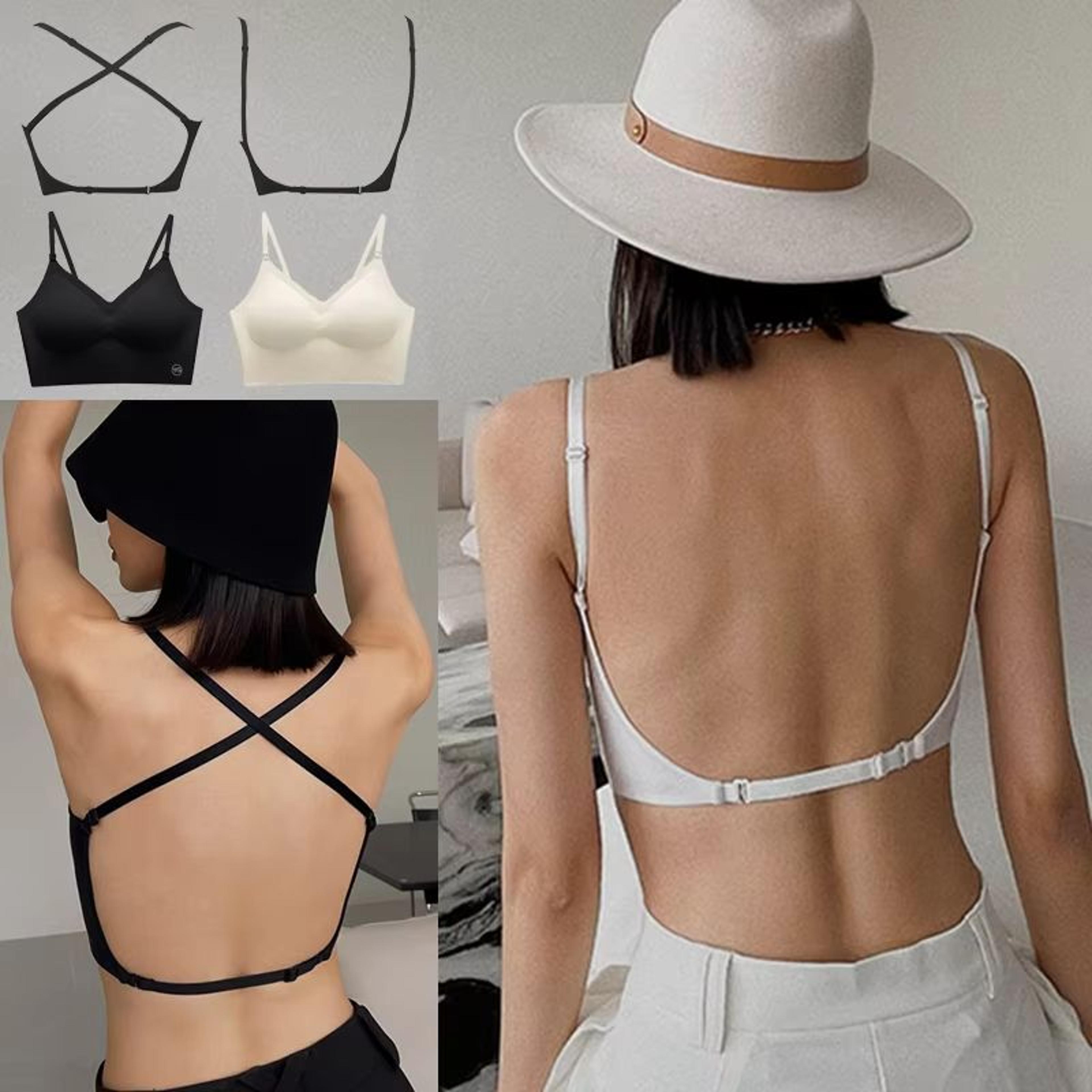 Invisible PushUp Bra  Backless Seamless LowCut Plunge Lingerie For Women 0