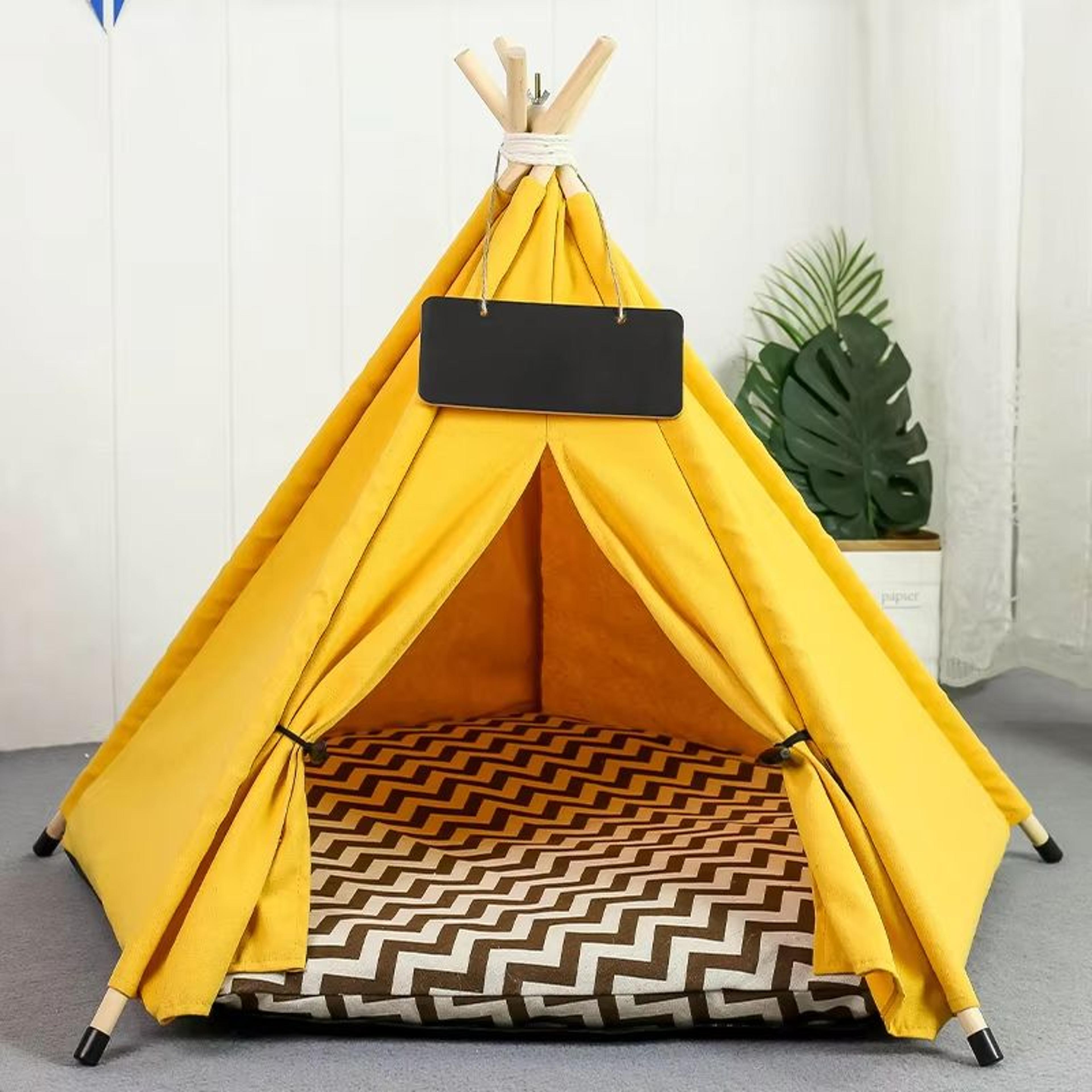 Pet Teepee Bed Tent With Thick Cushion  Portable Indoor House For Small Dogs Cats  Rabbits 0