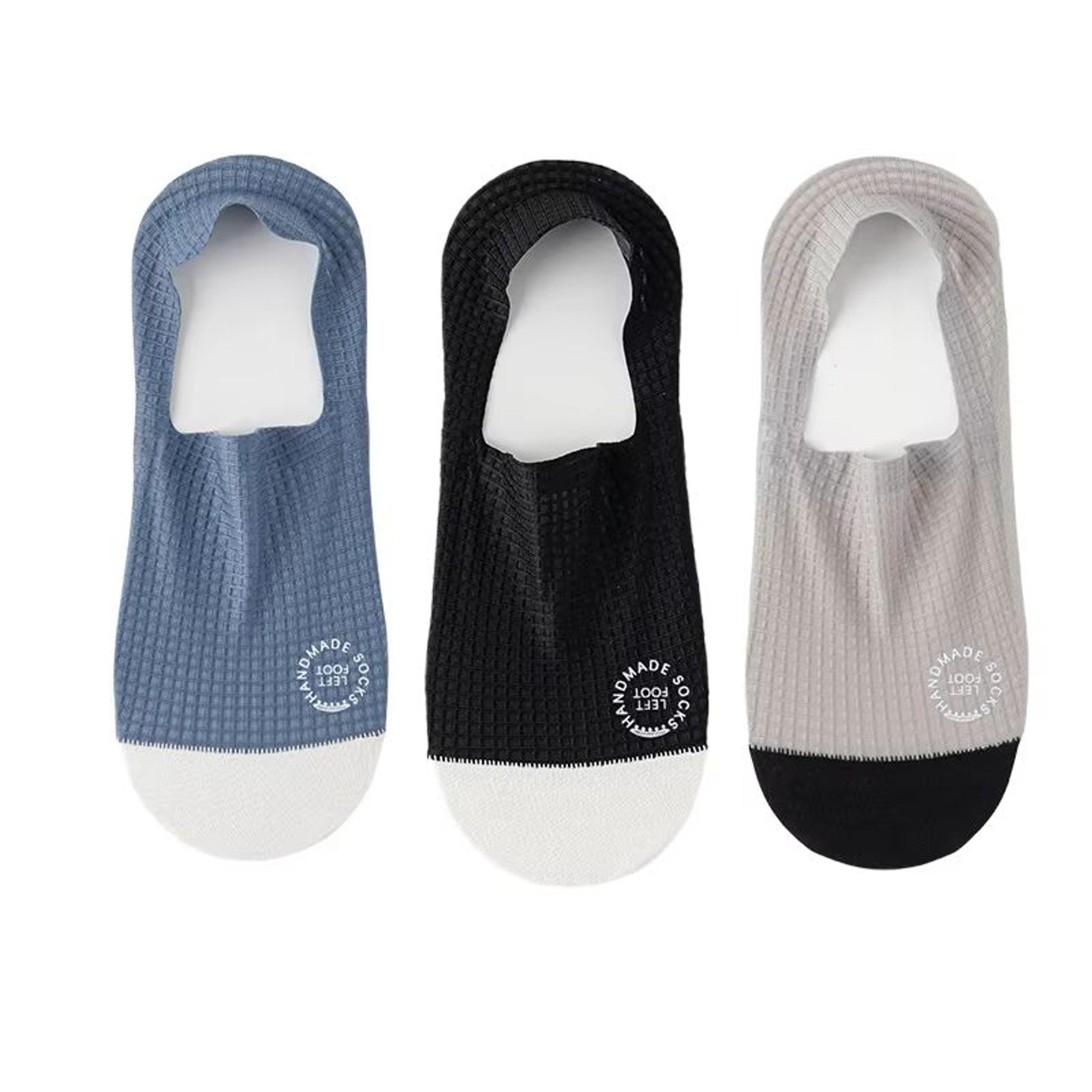 Mens Invisible Socks 3 Pairs Breathable Thin Boat Socks Comfortable Mesh Low Cut Casual Sox 8