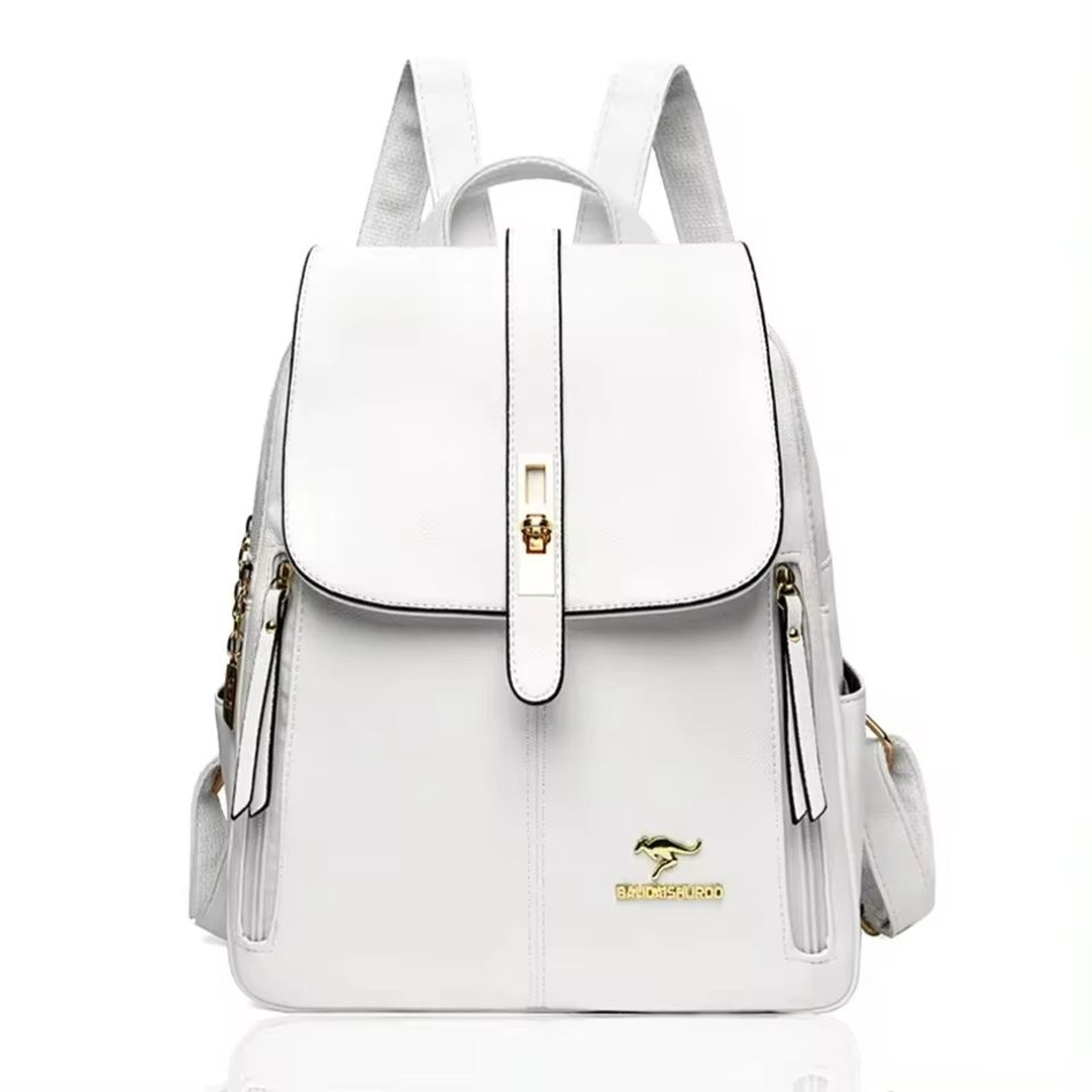 Womens Large Capacity Leather Backpack  Vintage Travel  School Rucksack 10