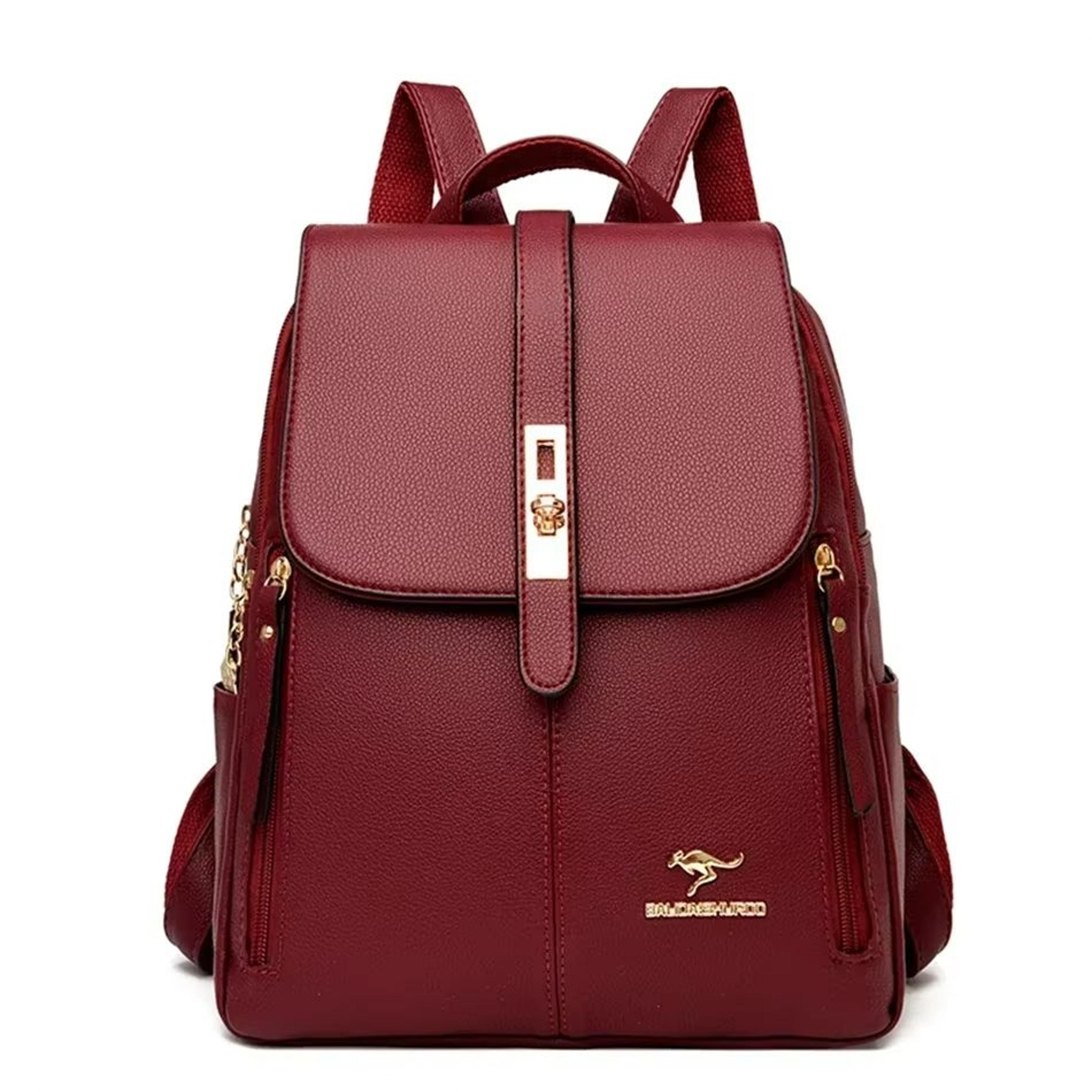 Womens Large Capacity Leather Backpack  Vintage Travel  School Rucksack 5