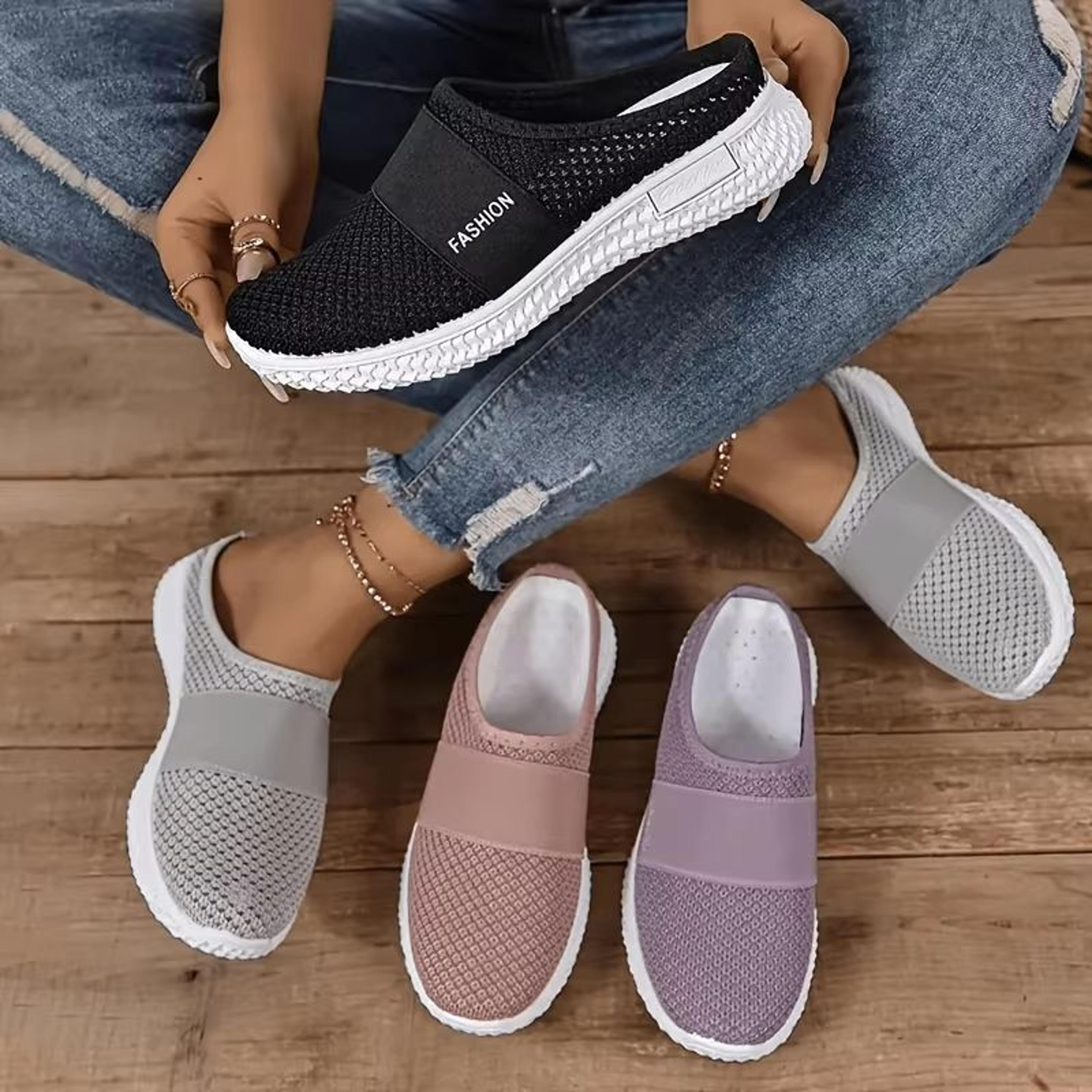 Solid Color Womens Mules  Soft Sole Platform SlipOn Walking Shoes 0