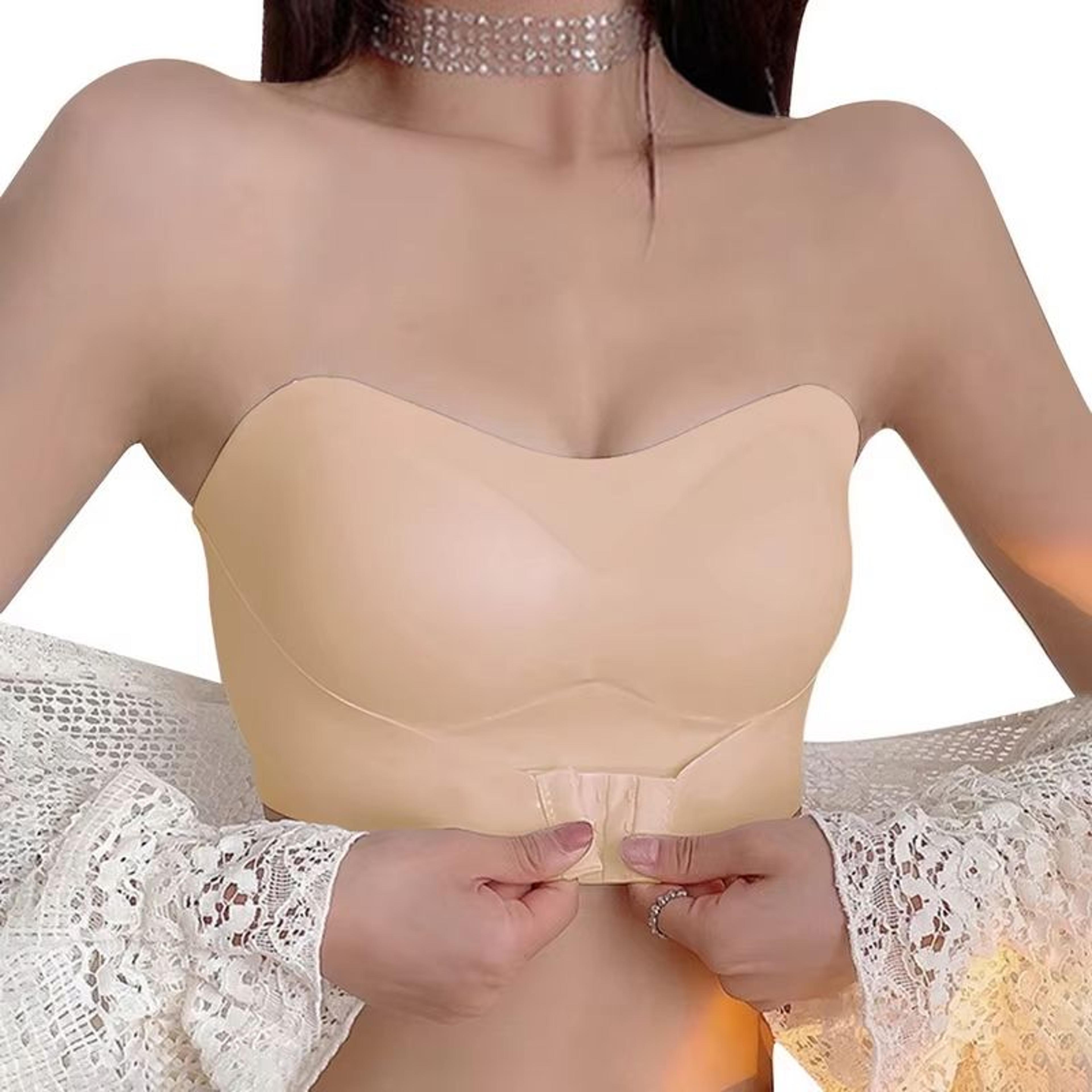 Invisible Strapless Push Up Bra  Wireless NonSlip Backless Brassiere For Women Big Bust Support Wed 8