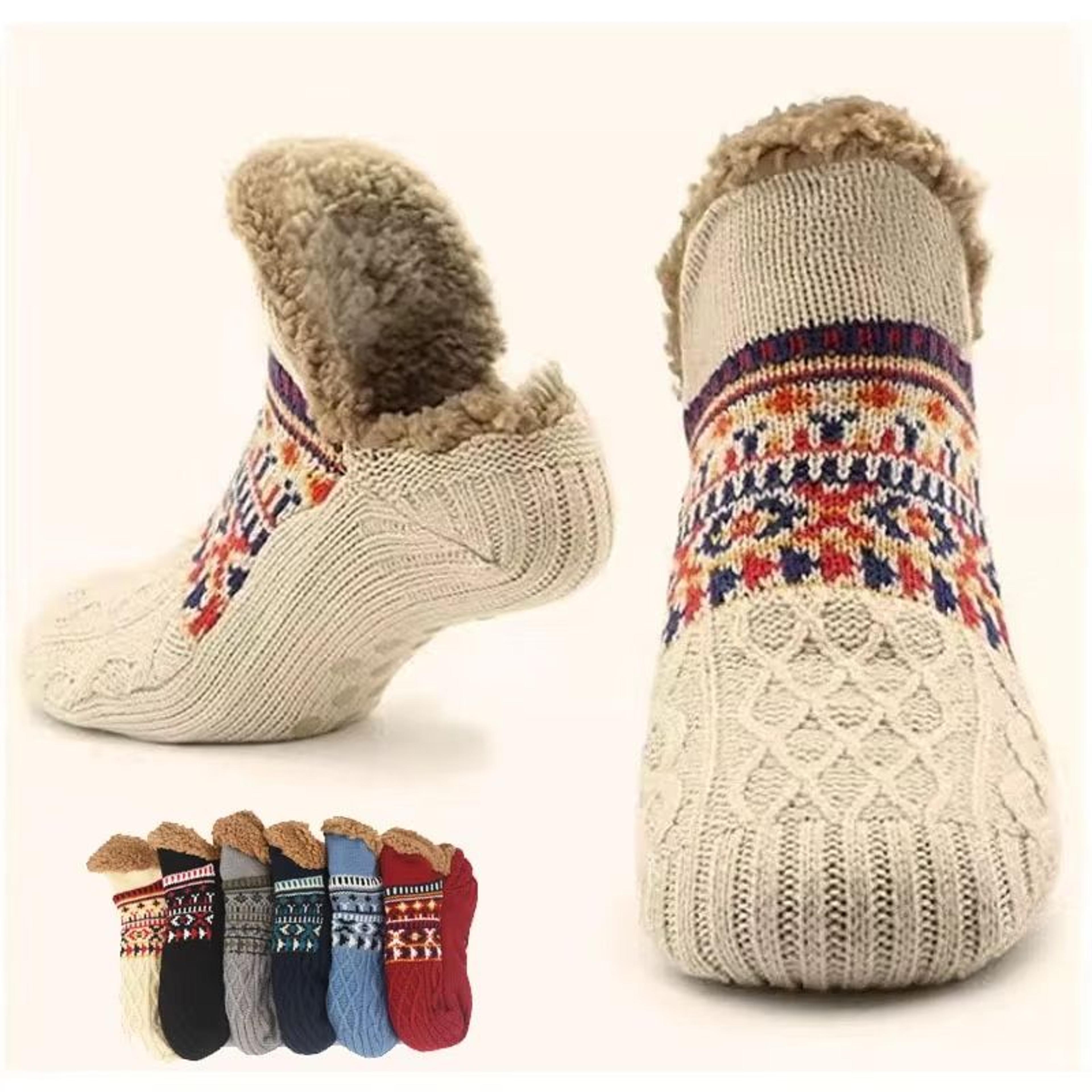 cozy thermal non slip floor socks – warm cotton fuzzy slippers for women & men